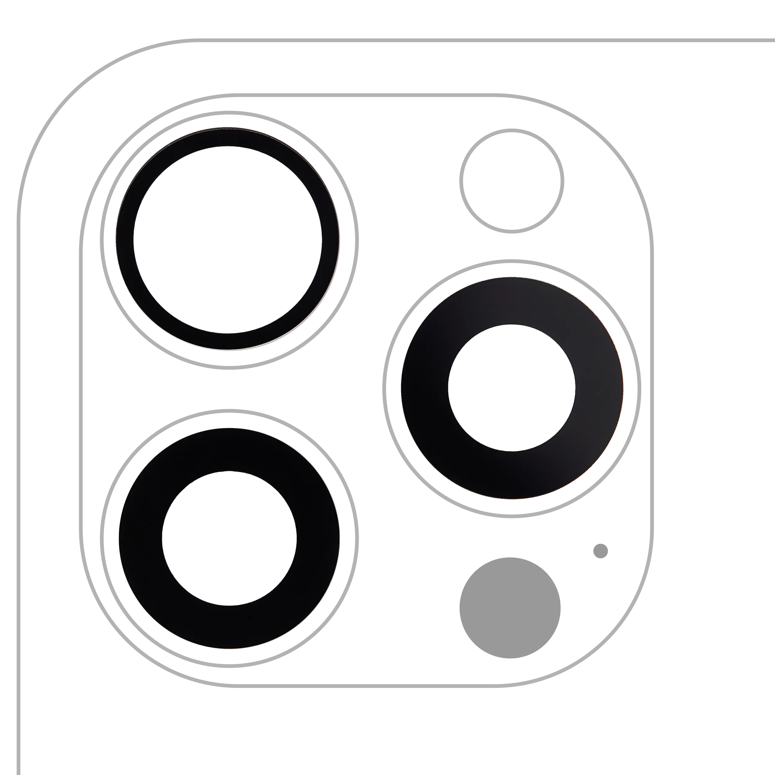 Rückkamera-Linse (nur Glas) mit Kleber für iPhone 15 Pro Max (3-teiliges Set) (Kompatibel Plus)