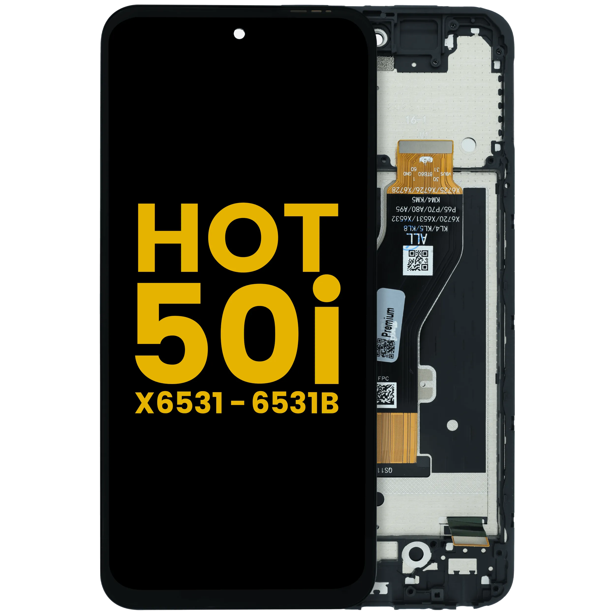 LCD-Display mit Rahmen für Infinix Hot 50i (X6531/ 6531B) (Premium)