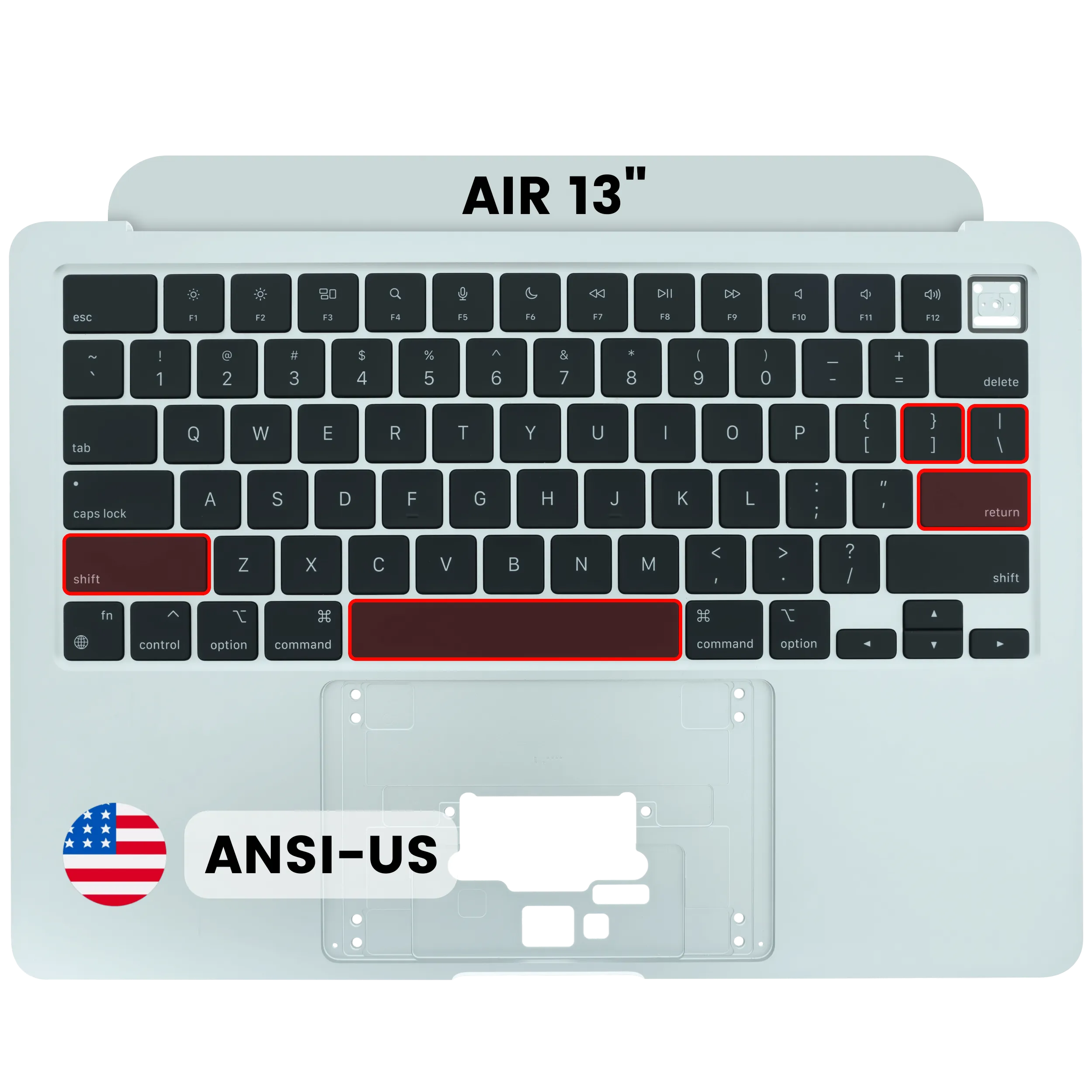 Top case avec clavier (clavier ANSI US) pour MacBook Air 13" A3240 (2025) (Original d'occasion · grade A)
