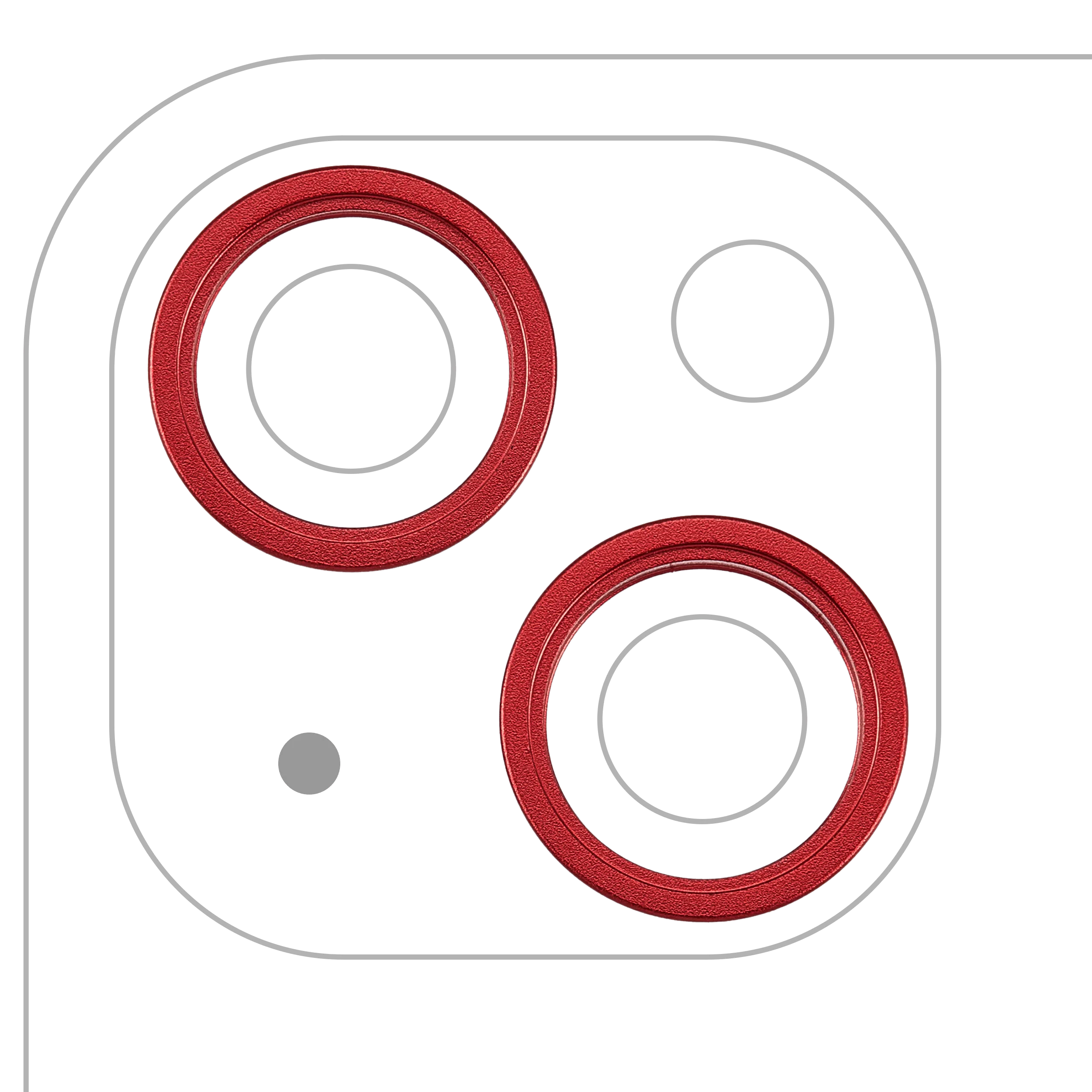 Anneau de la caméra arrière (seul) pour iPhone 13 / 13 Mini (set de 2 pièces) (Rouge) (lot de 10)