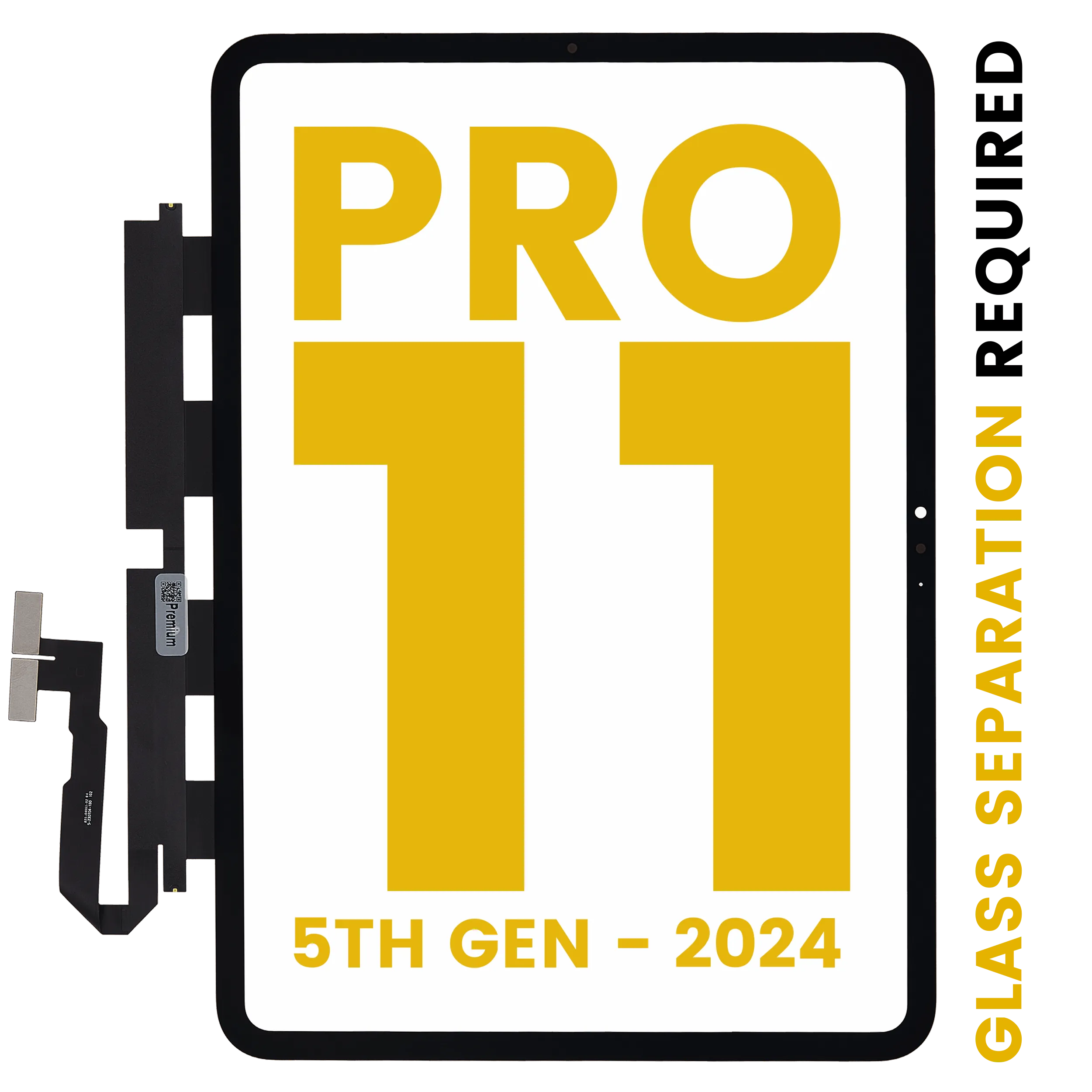 Touchscreen-digitizer voor iPad Pro 11" 5th Gen (2024) (OCA Pre-Installed & glas Separation vereist) (Premium)