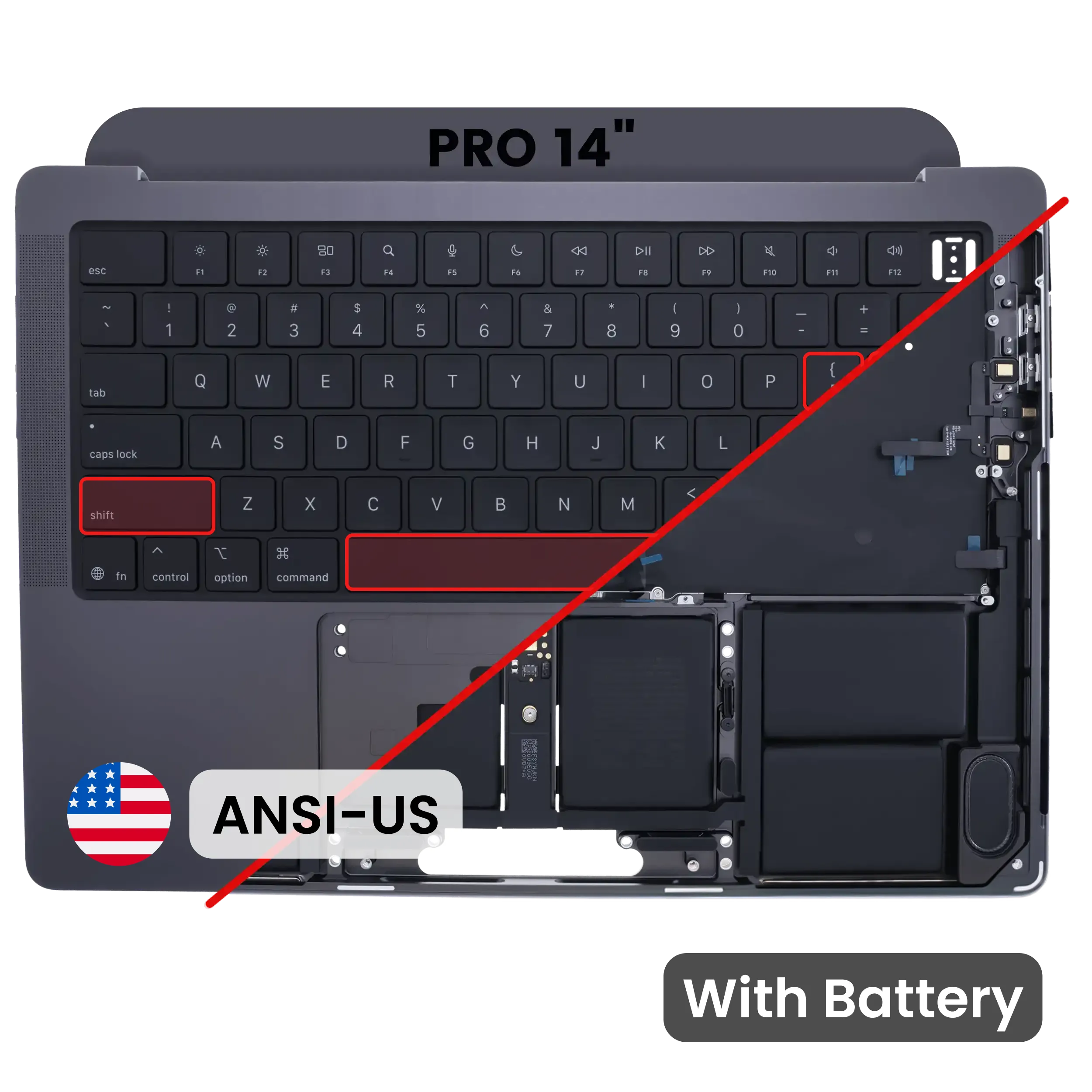 Top case avec batterie et clavier (clavier ANSI US) pour MacBook Pro 14" A3434 (2025) (Original OEM)