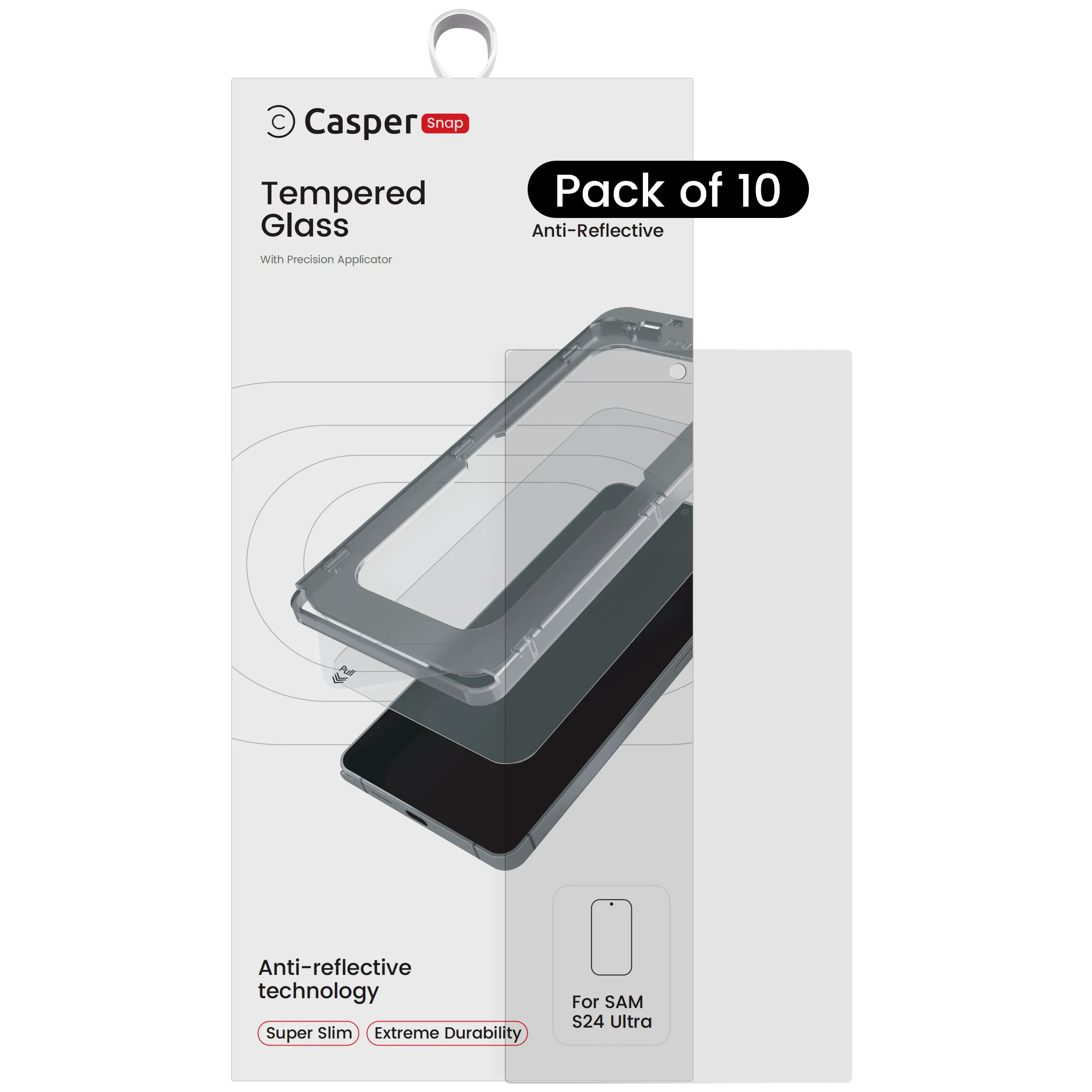 Casper Snap Cristal templado para Samsung Galaxy S24 Ultra (pack de 10) (AR Transparente)
