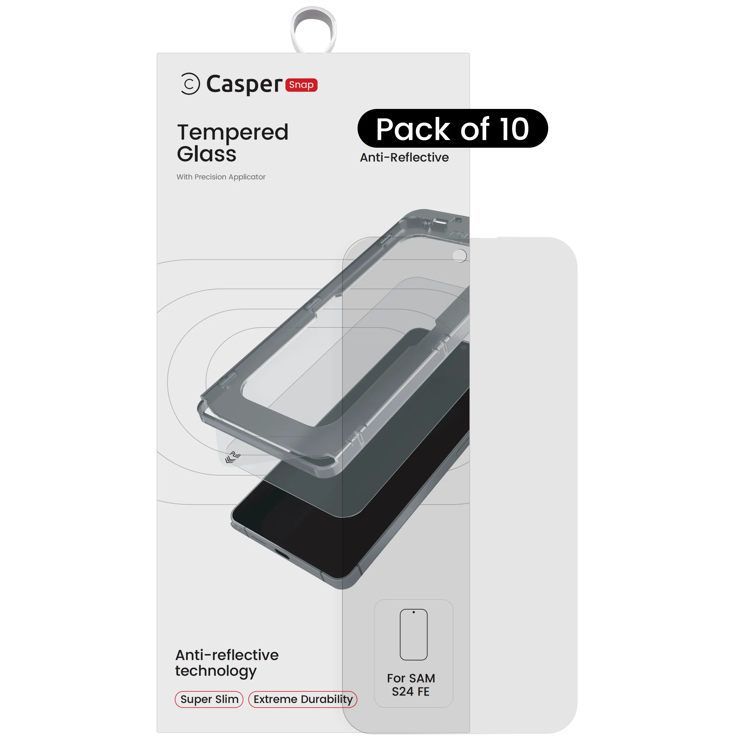 Casper Snap Cristal templado para Samsung Galaxy S24 FE (pack de 10) (AR Transparente)