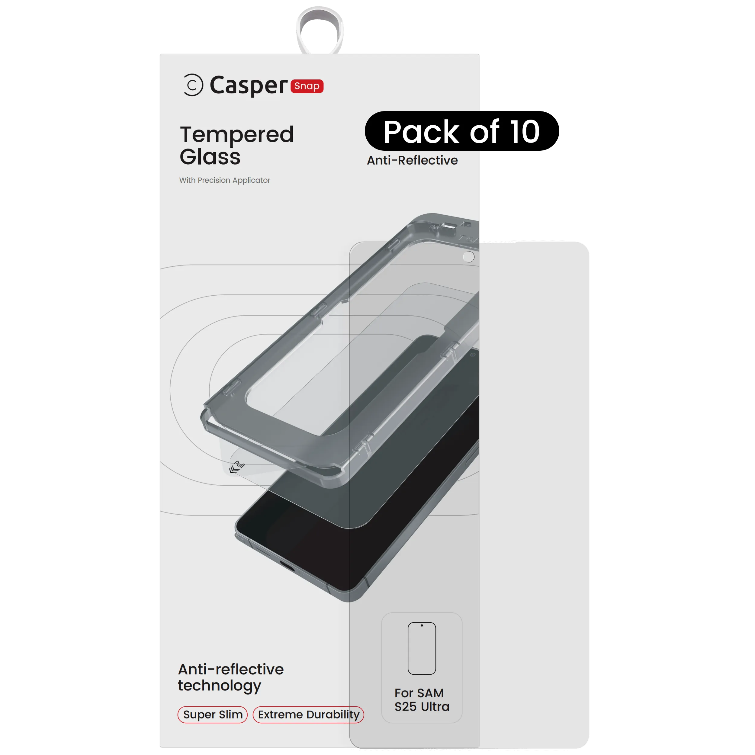 Casper Snap Cristal templado para Samsung Galaxy S25 Ultra (pack de 10) (AR Transparente)