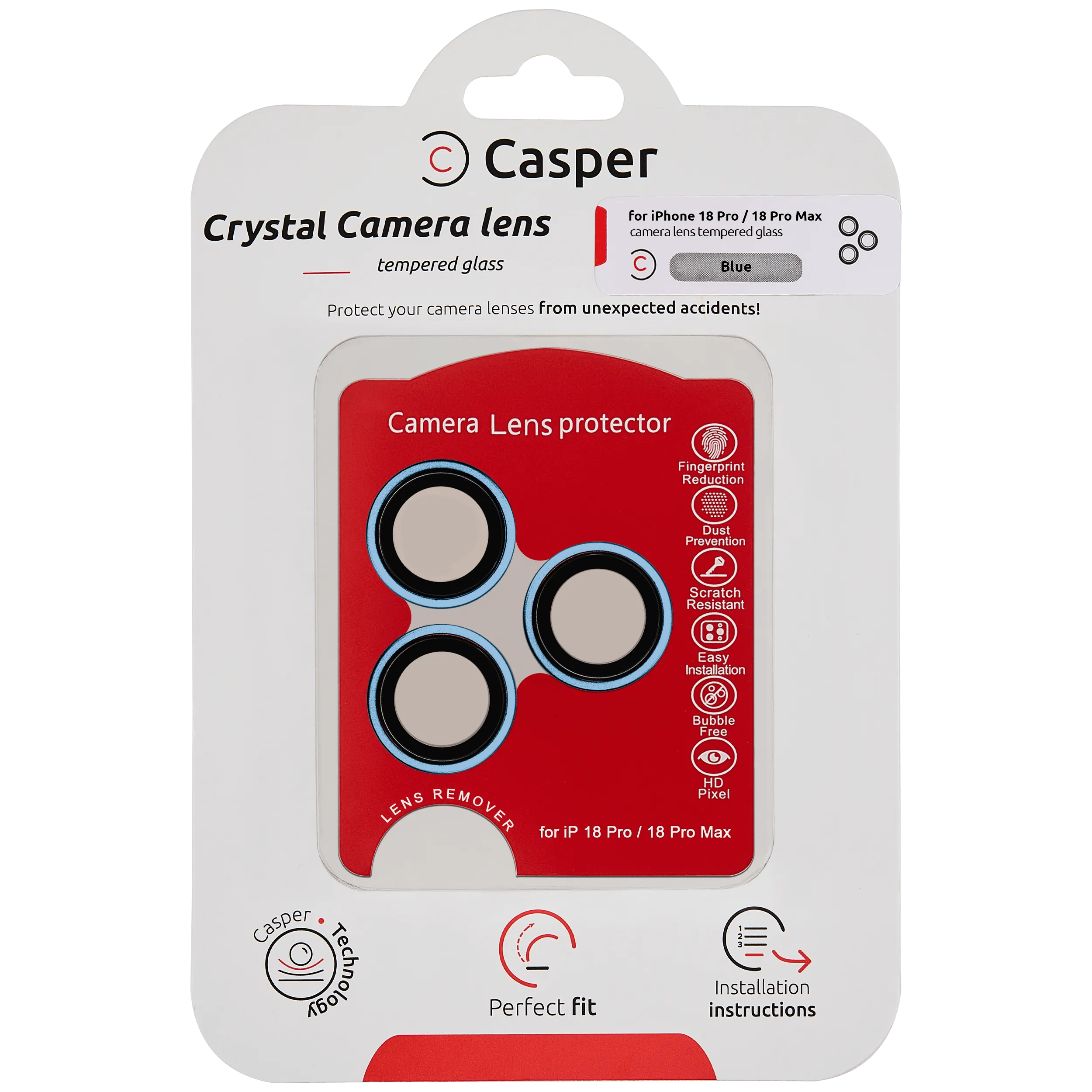 Casper Protector de la lente de la cámara para iPhone 18 Pro / 18 Pro Max (Azul)