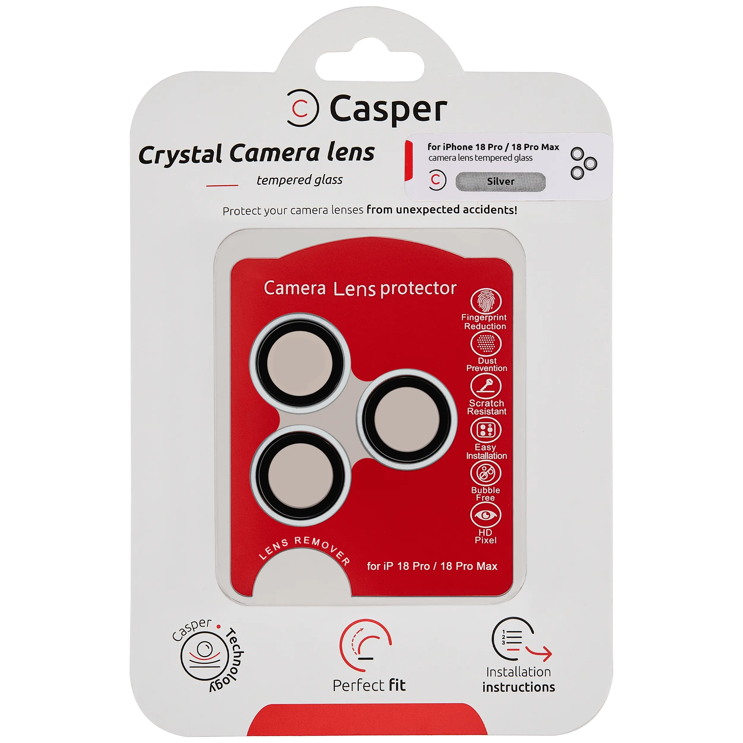 Casper Protector de la lente de la cámara para iPhone 18 Pro / 18 Pro Max (Plata)