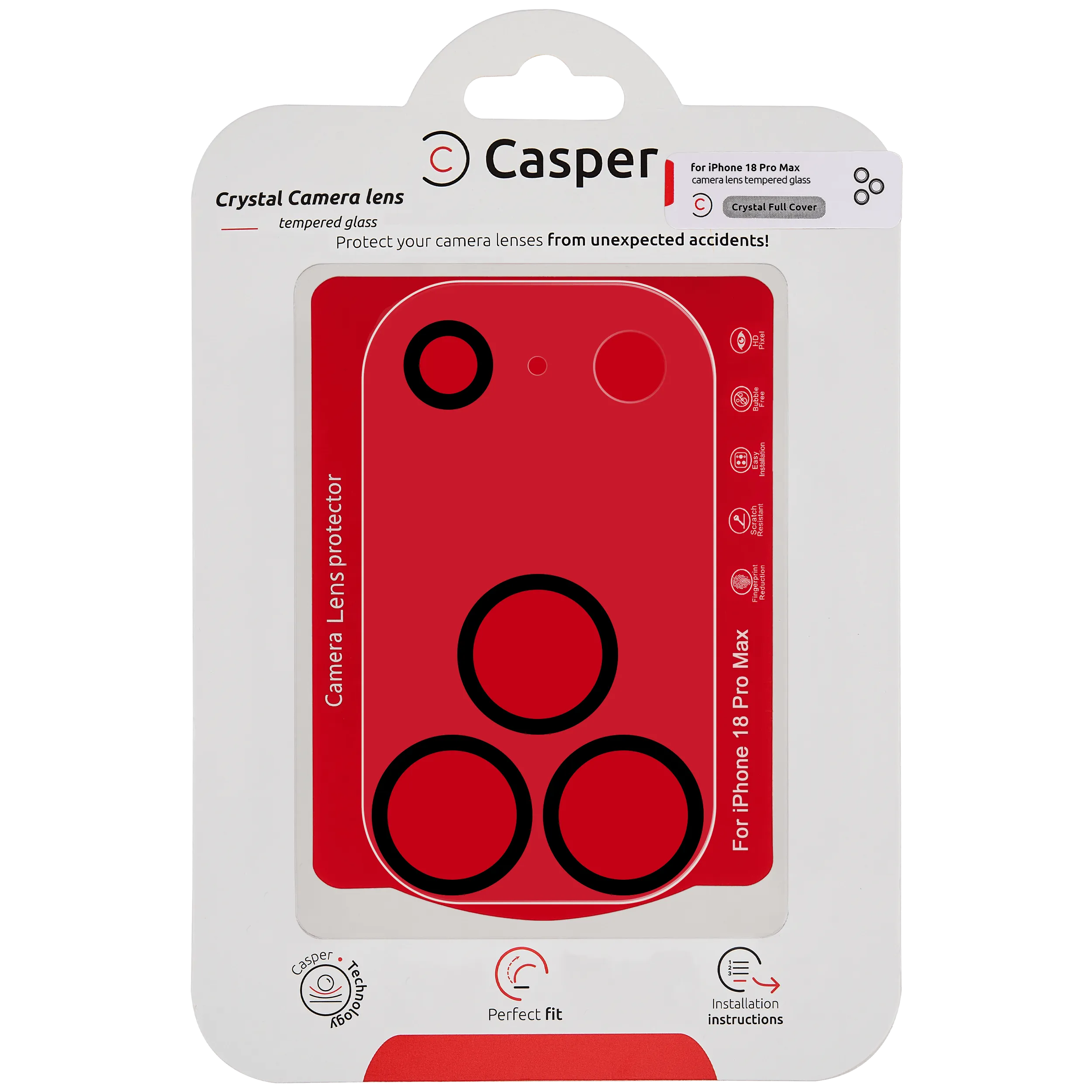 Casper Protector de la lente de la cámara para iPhone 18 Pro Max (Crystal Full Cover)