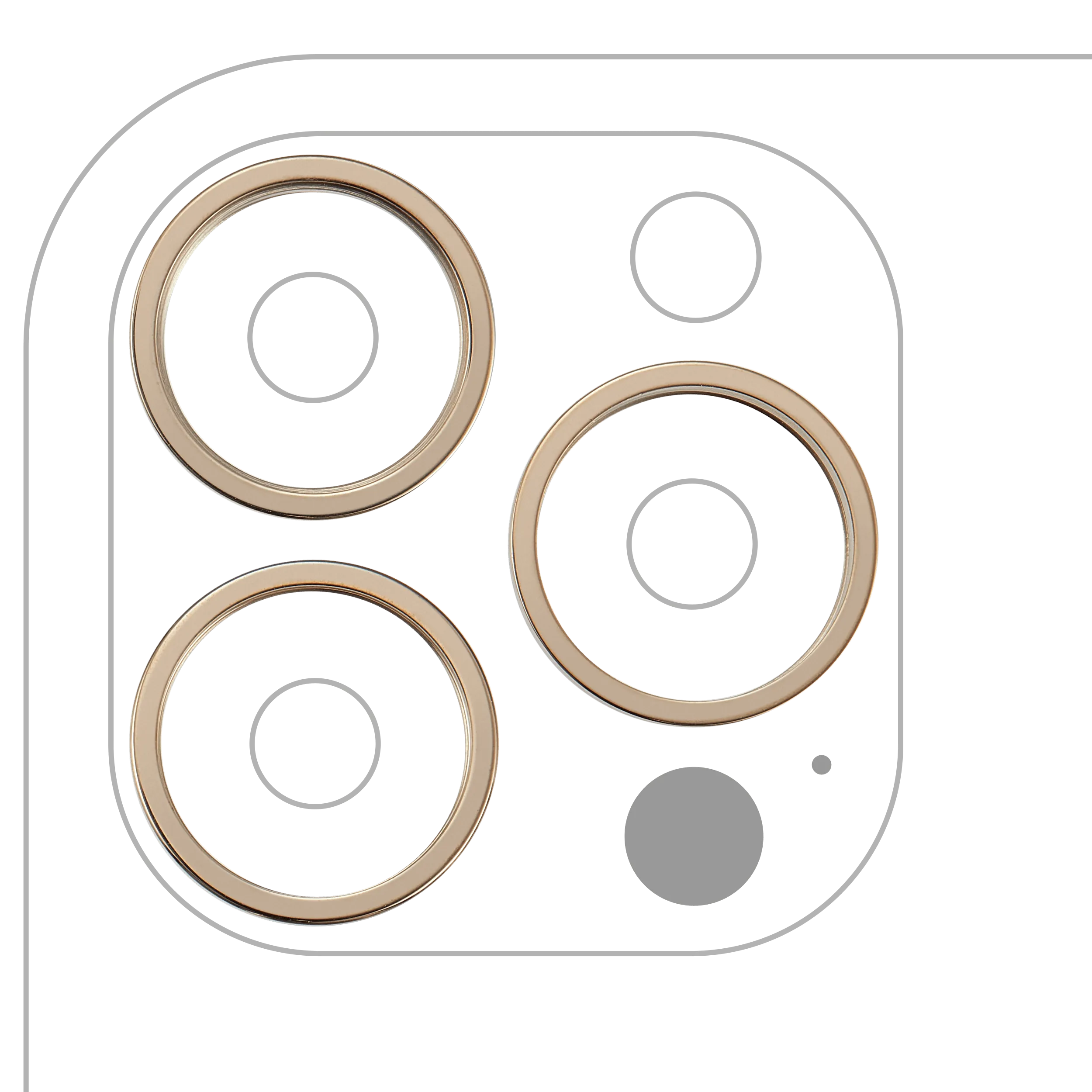 Nur Rückkamera-Zierring für iPhone 13 Pro / 13 Pro Max (3-teiliges Set) (Gold) (10er-Pack)