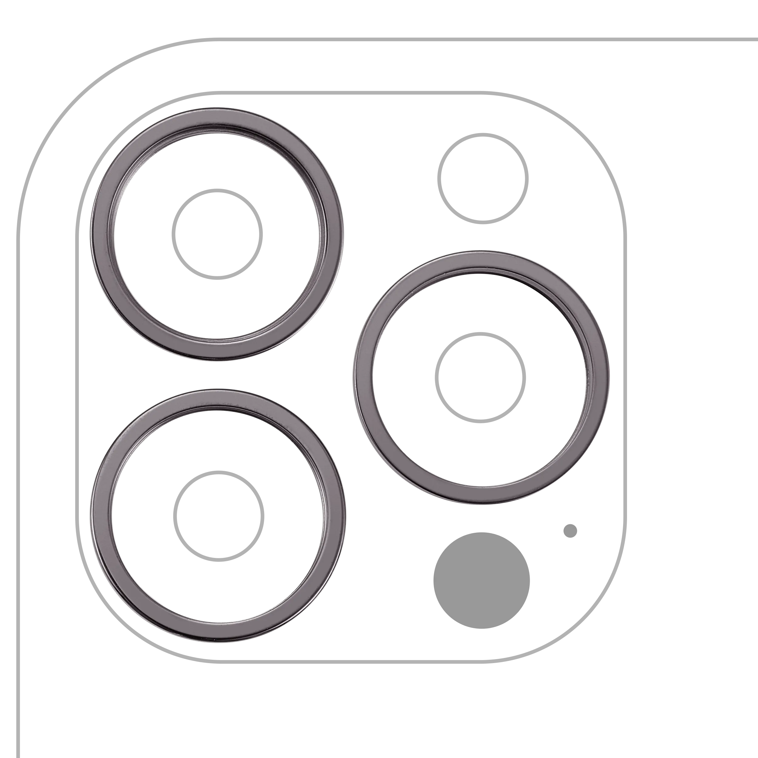 Nur Rückkamera-Zierring für iPhone 13 Pro / 13 Pro Max (3-teiliges Set) (Graphit) (10er-Pack)