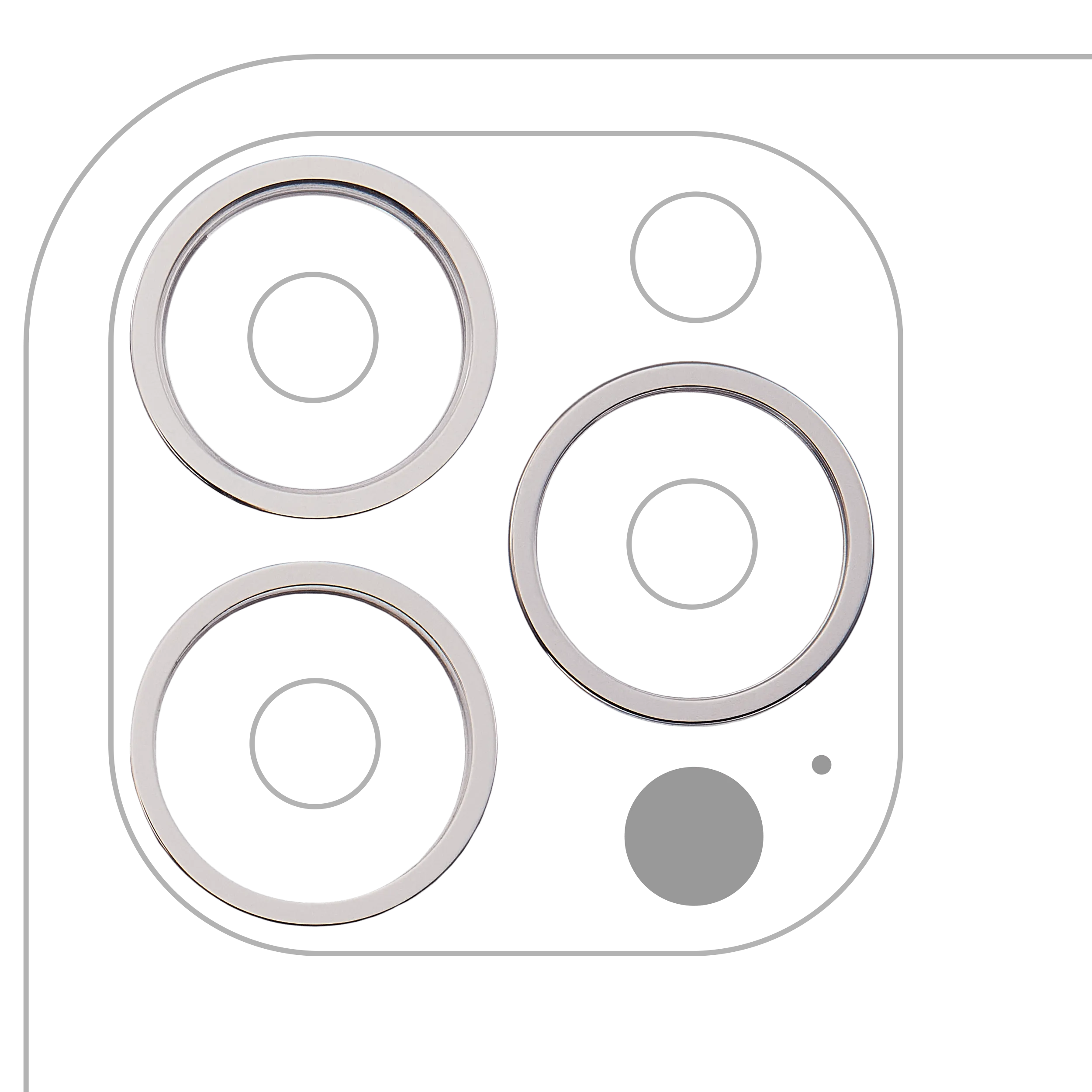 Nur Rückkamera-Zierring für iPhone 13 Pro / 13 Pro Max (3-teiliges Set) (Silber) (10er-Pack)