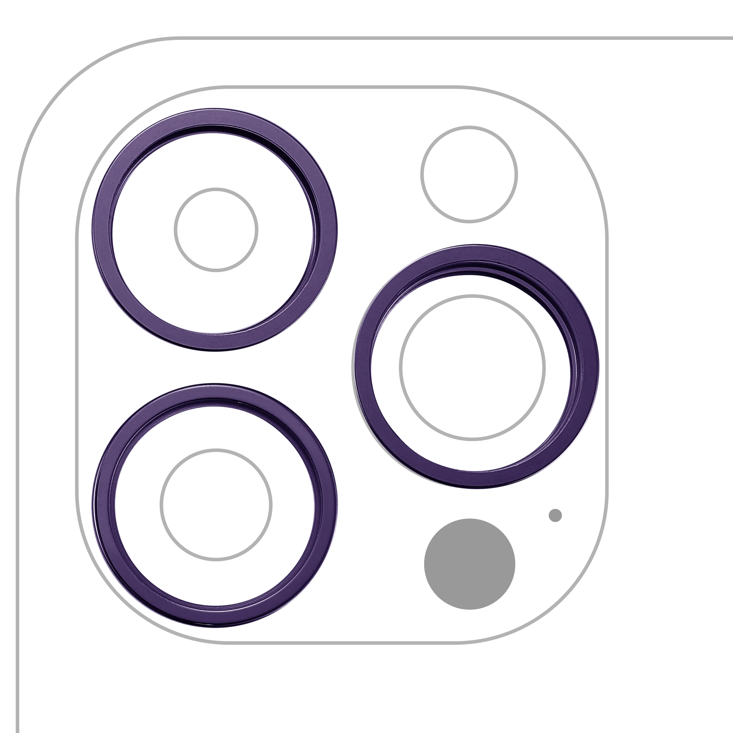 Aro embellecedor de la cámara trasera (solo) para iPhone 14 Pro / 14 Pro Max (juego de 3) (Morado oscuro) (pack de 10)