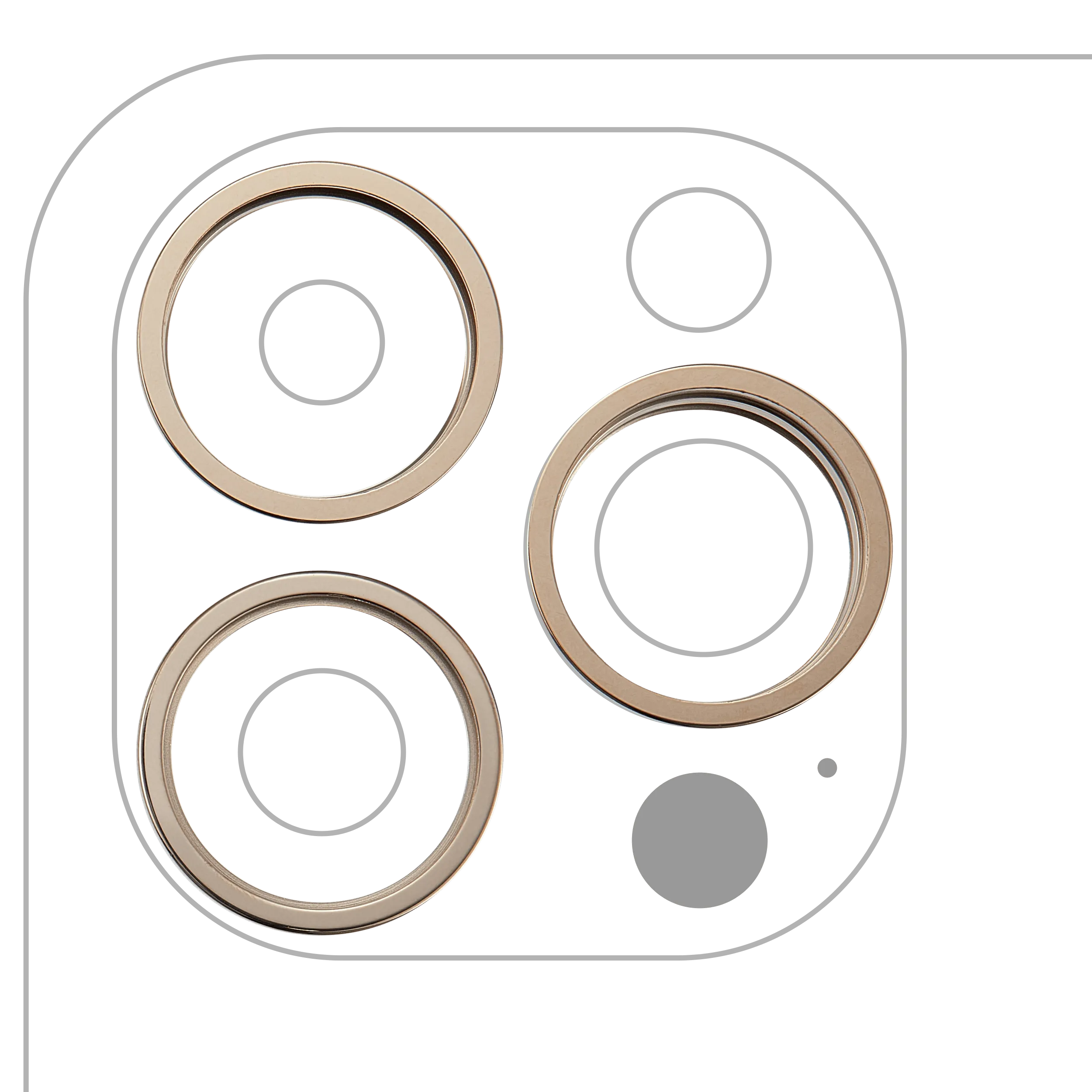 Anneau de la caméra arrière (seul) pour iPhone 14 Pro / 14 Pro Max (set de 3 pièces) (Or) (lot de 10)
