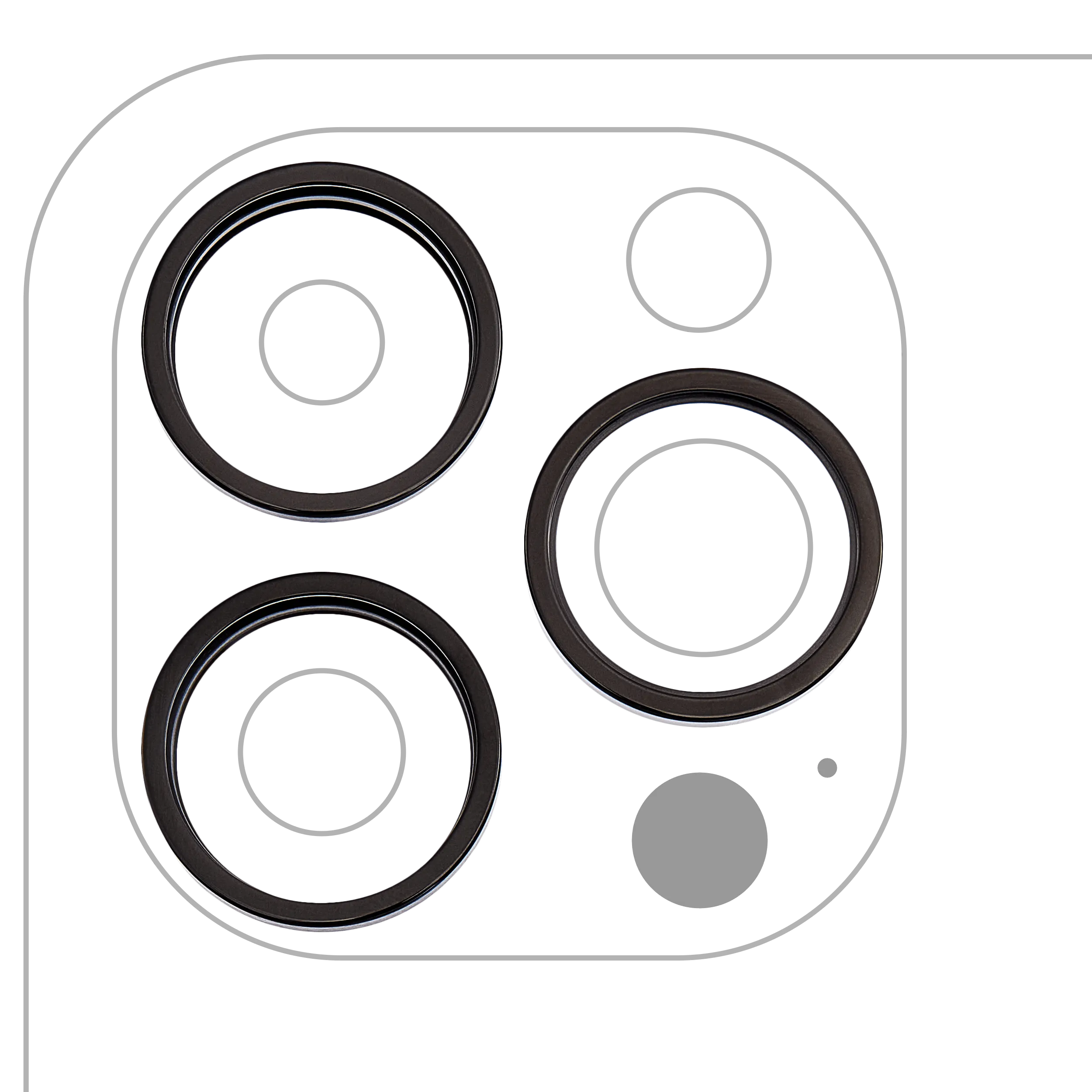 Anneau de la caméra arrière (seul) pour iPhone 14 Pro / 14 Pro Max (set de 3 pièces) (Noir sidéral) (lot de 10)