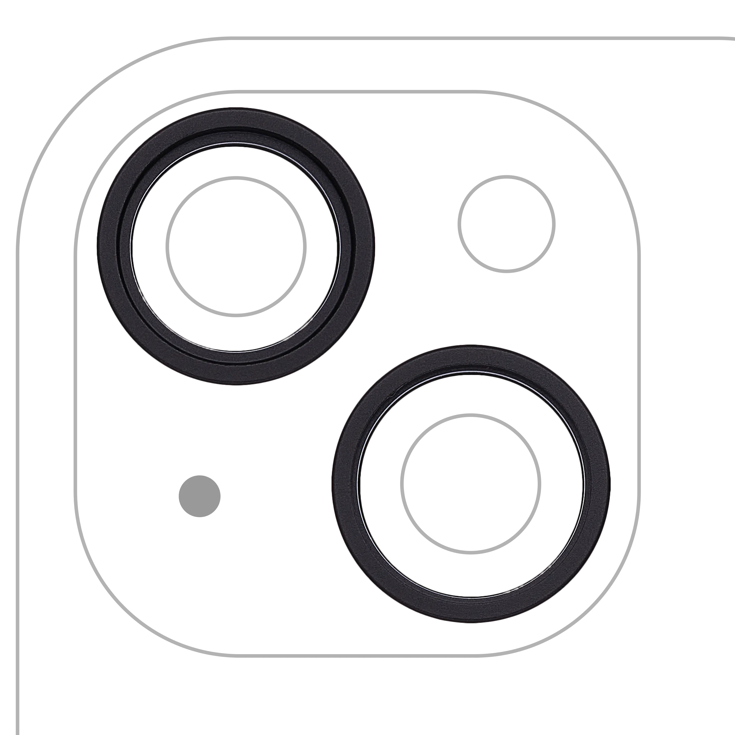 Nur Rückkamera-Zierring für iPhone 15 / 15 Plus (2-teiliges Set) (Schwarz) (10er-Pack)