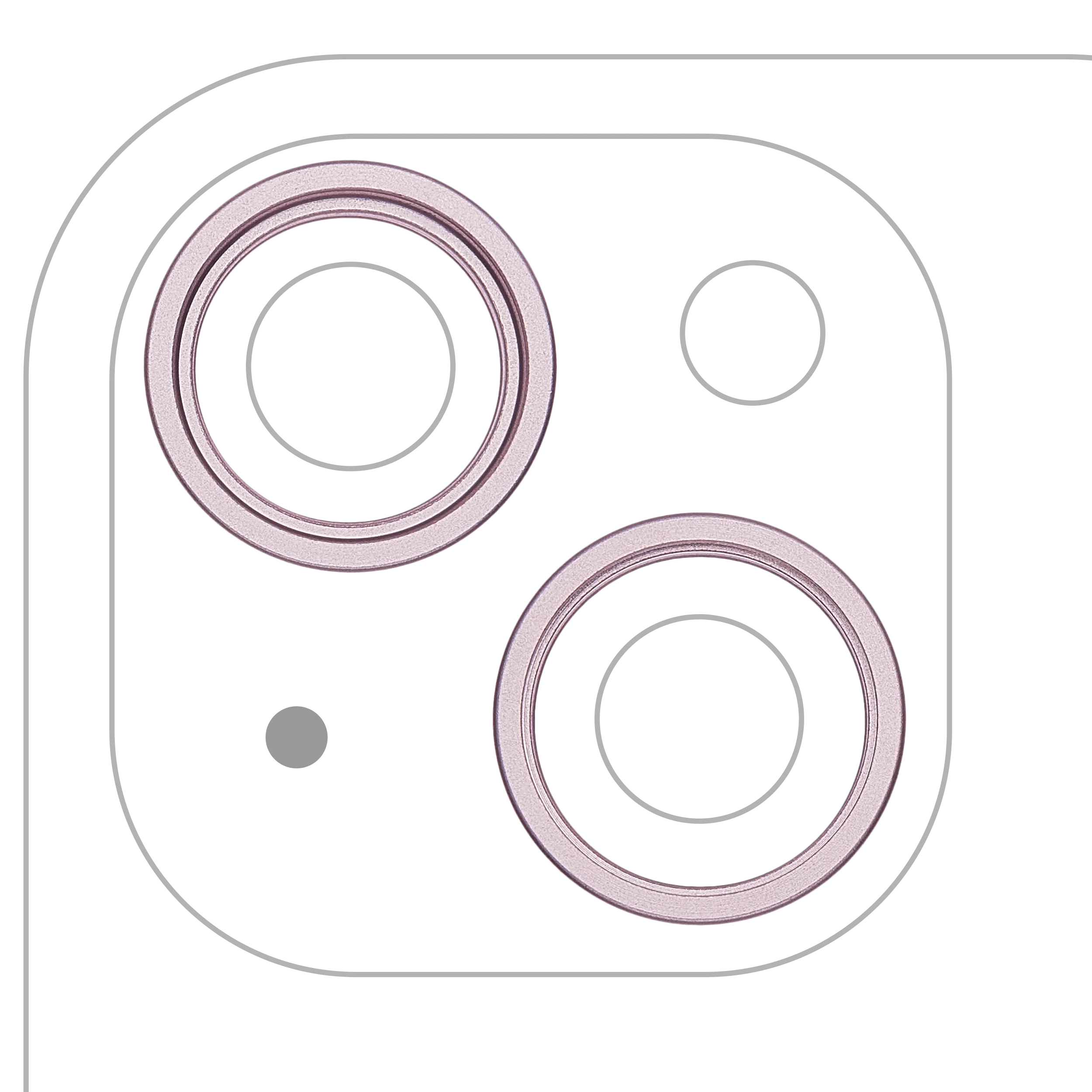 Anneau de la caméra arrière (seul) pour iPhone 15 / 15 Plus (set de 2 pièces) (Rose) (lot de 10)