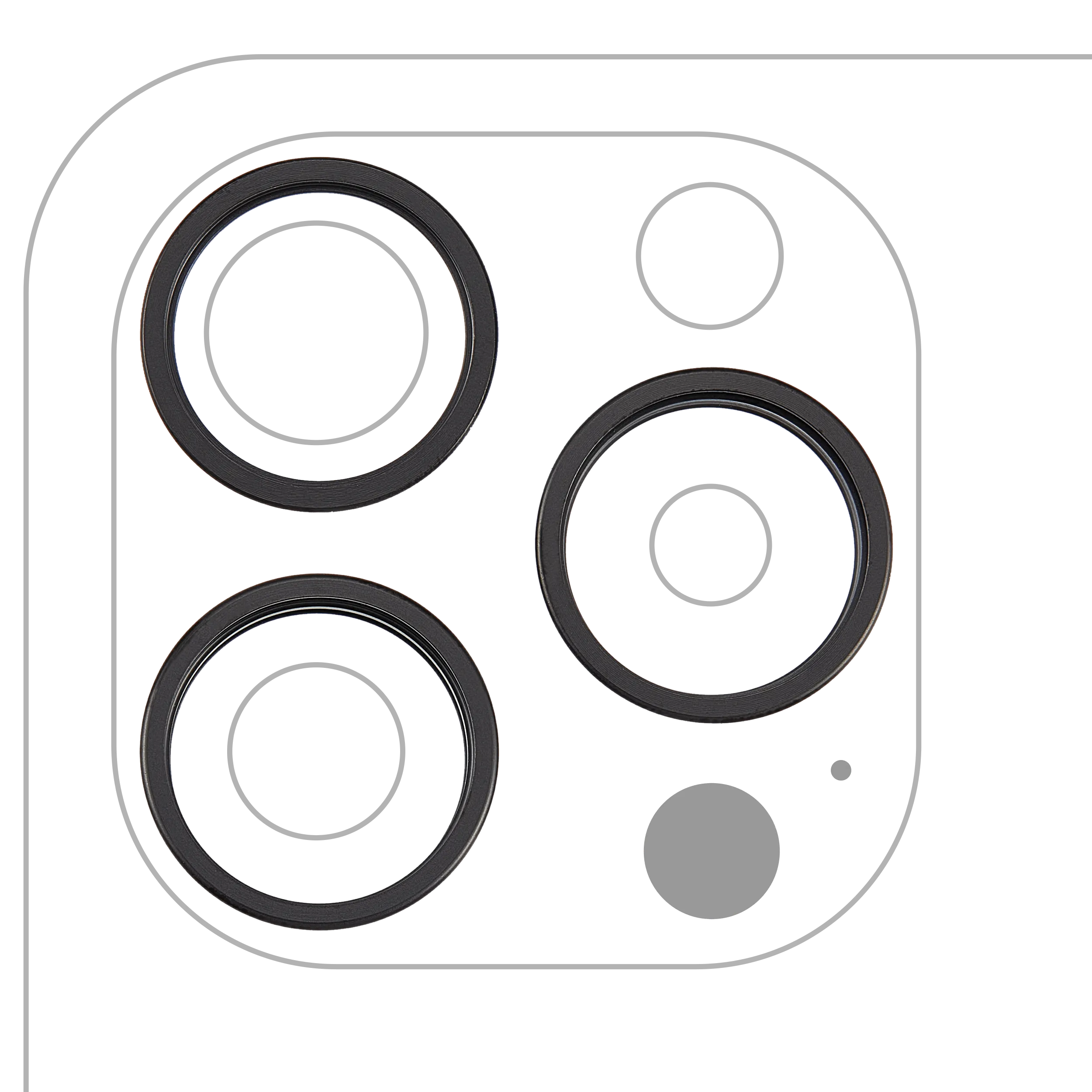 Anneau de la caméra arrière (seul) pour iPhone 15 Pro (set de 3 pièces) (Titane noir) (lot de 10)
