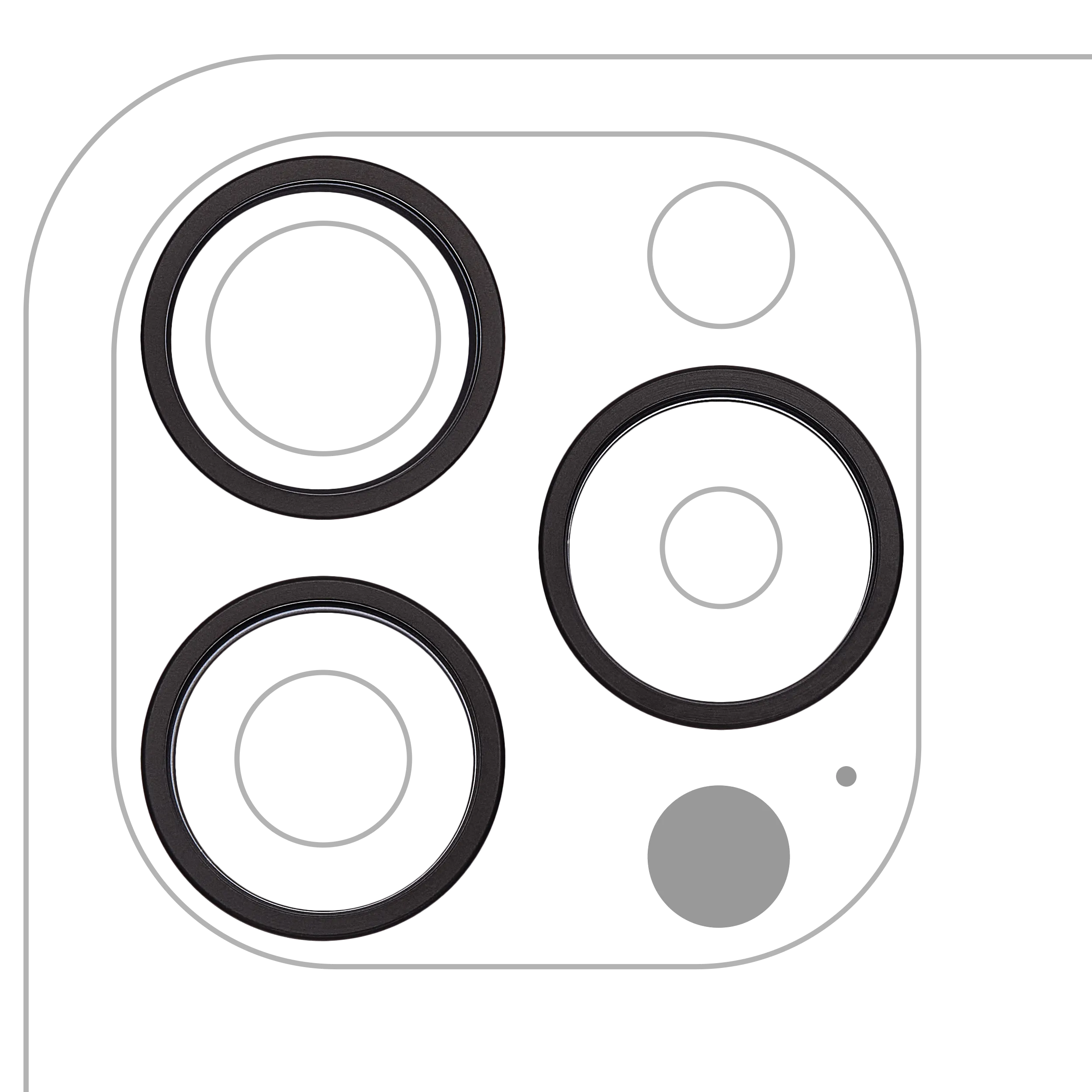 Anneau de la caméra arrière (seul) pour iPhone 15 Pro Max (set de 3 pièces) (Titane noir) (lot de 10)