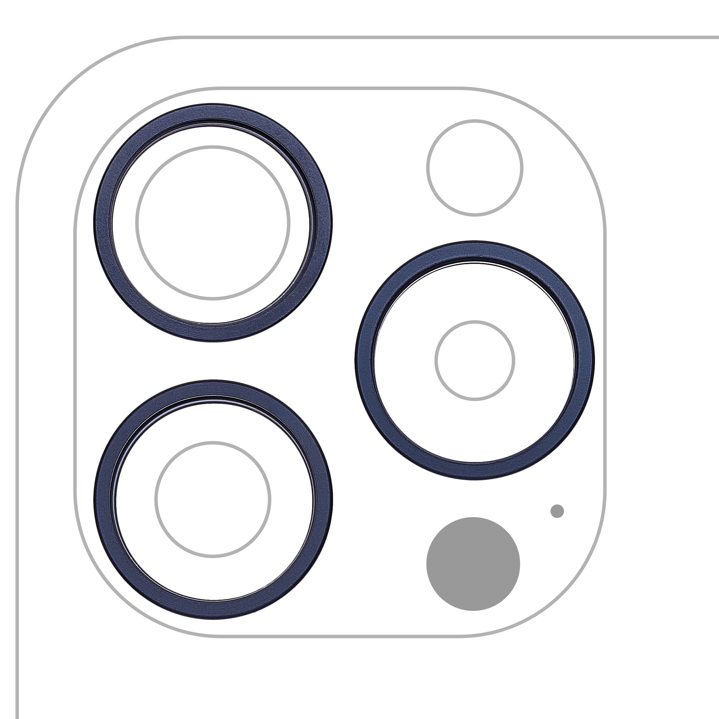 Anneau de la caméra arrière (seul) pour iPhone 15 Pro Max (set de 3 pièces) (Titane bleu) (lot de 10)