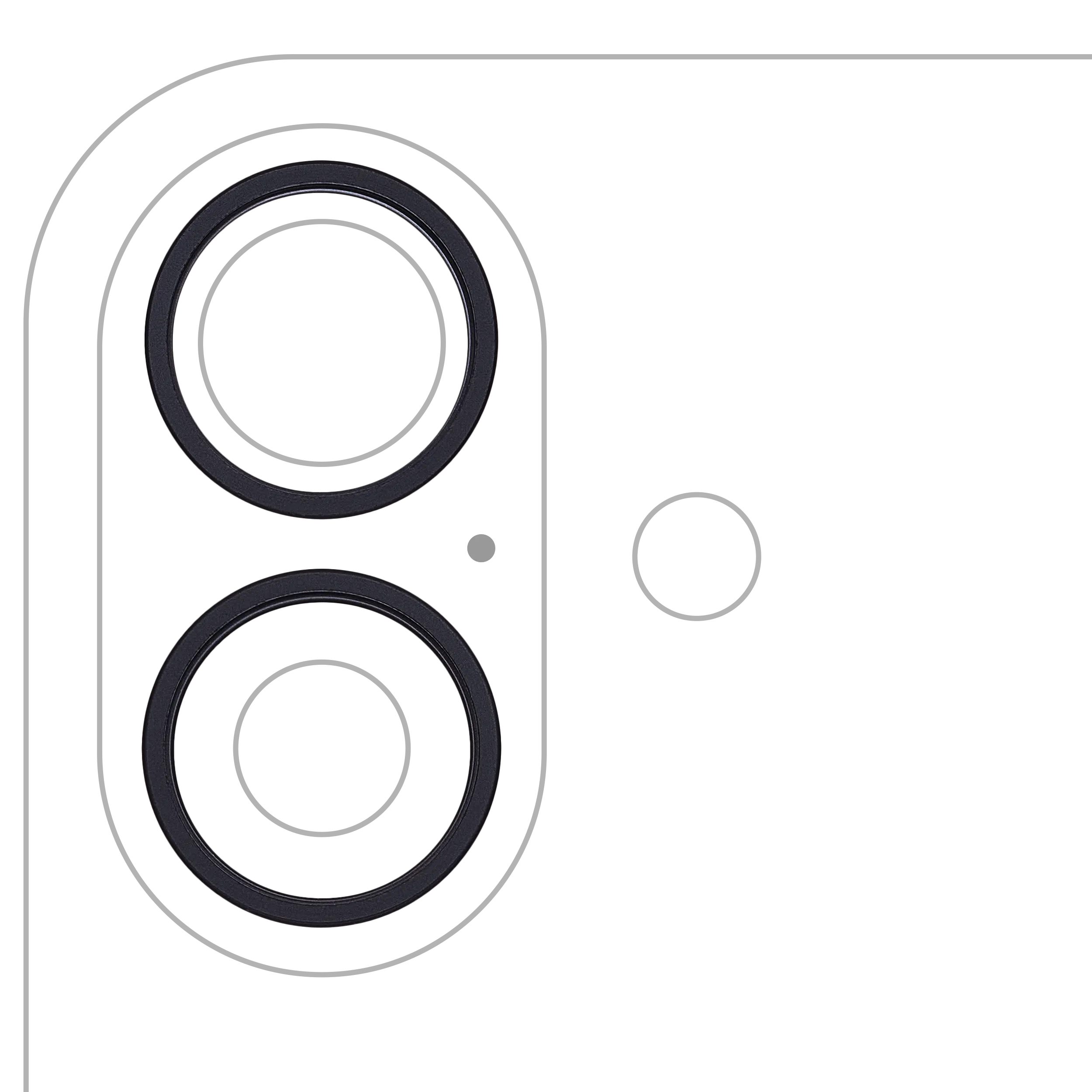 Nur Rückkamera-Zierring für iPhone 16 / 16 Plus (2-teiliges Set) (Schwarz) (10er-Pack)