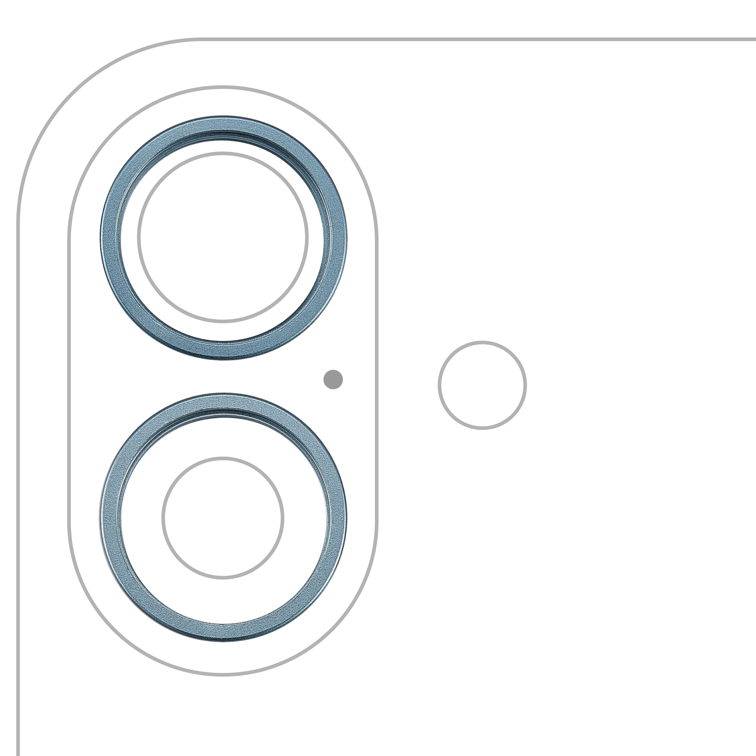 Nur Rückkamera-Zierring für iPhone 16 / 16 Plus (2-teiliges Set) (Blaugrün) (10er-Pack)