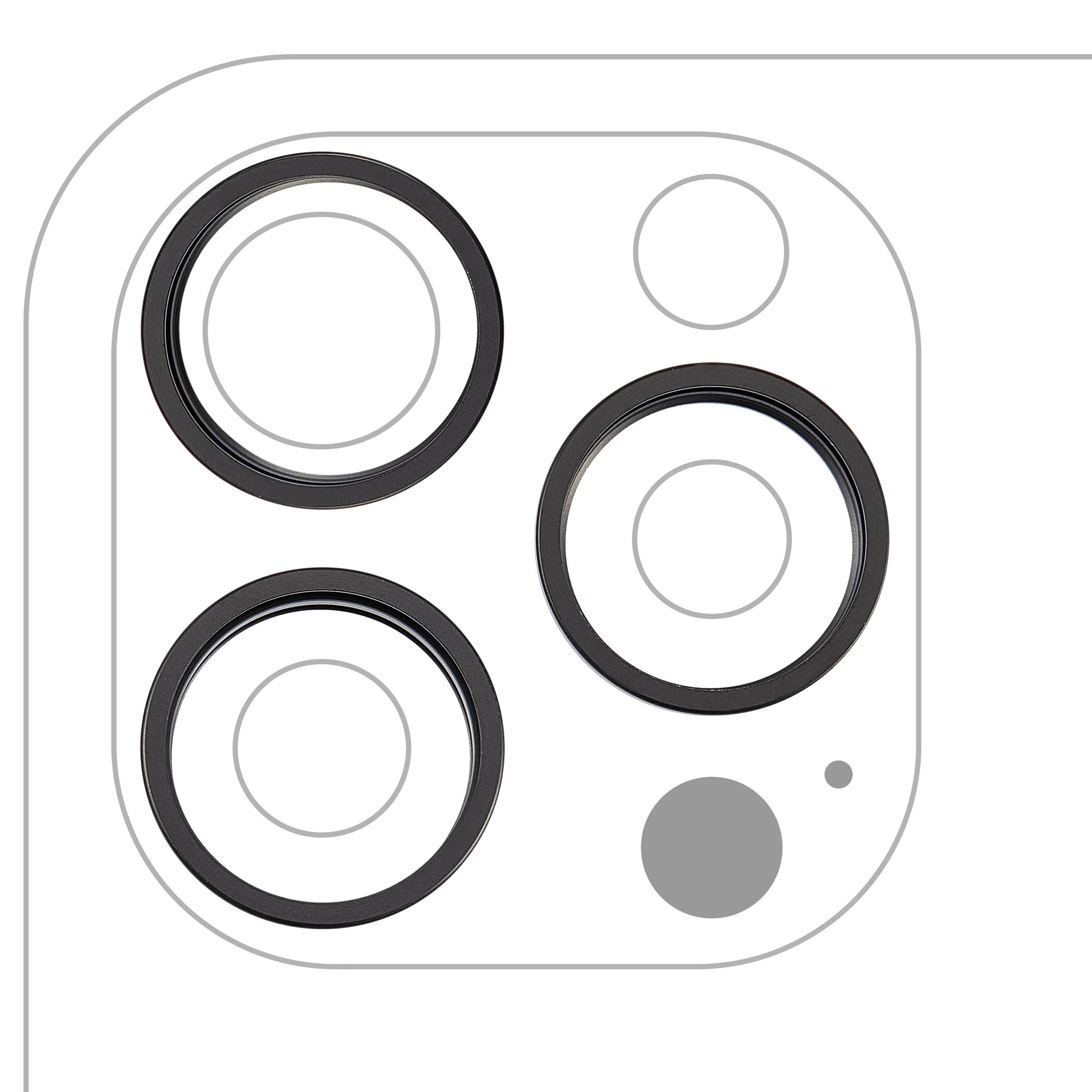 Anneau de la caméra arrière (seul) pour iPhone 16 Pro / 16 Pro Max (set de 3 pièces) (Titane noir) (lot de 10)