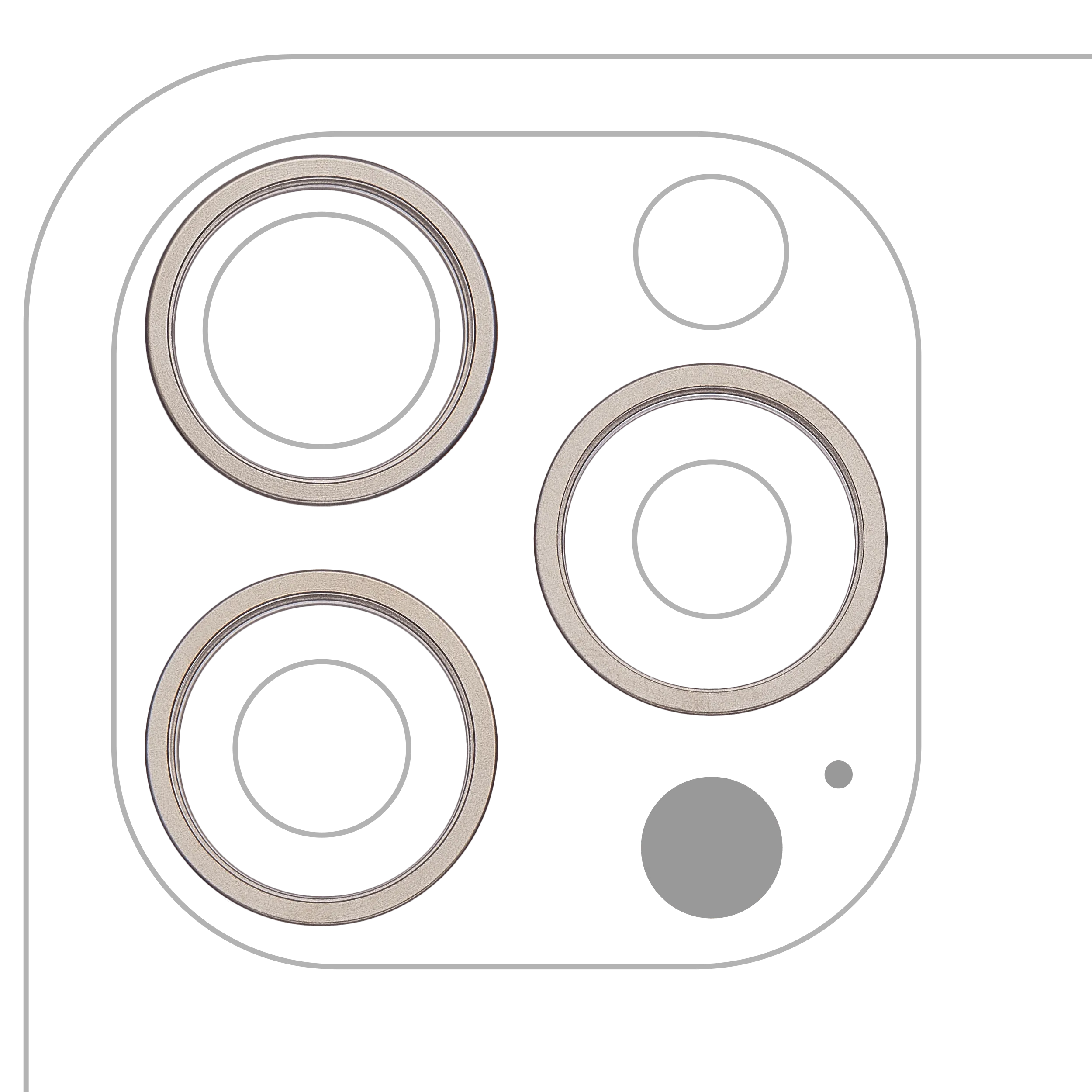 Anneau de la caméra arrière (seul) pour iPhone 16 Pro / 16 Pro Max (set de 3 pièces) (Titane naturel) (lot de 10)
