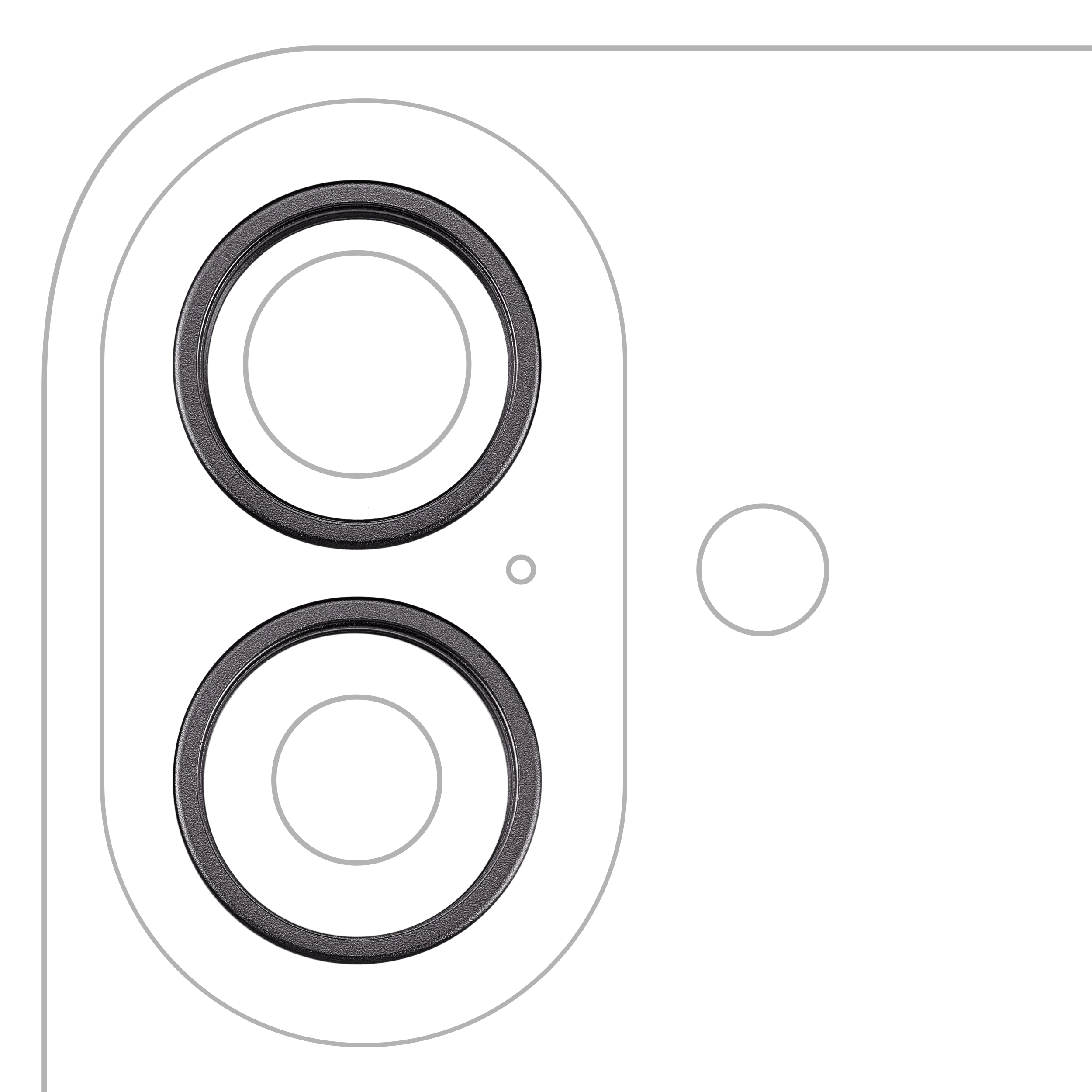 Aro embellecedor de la cámara trasera (solo) para iPhone 17 (juego de 2) (Negro) (pack de 10)
