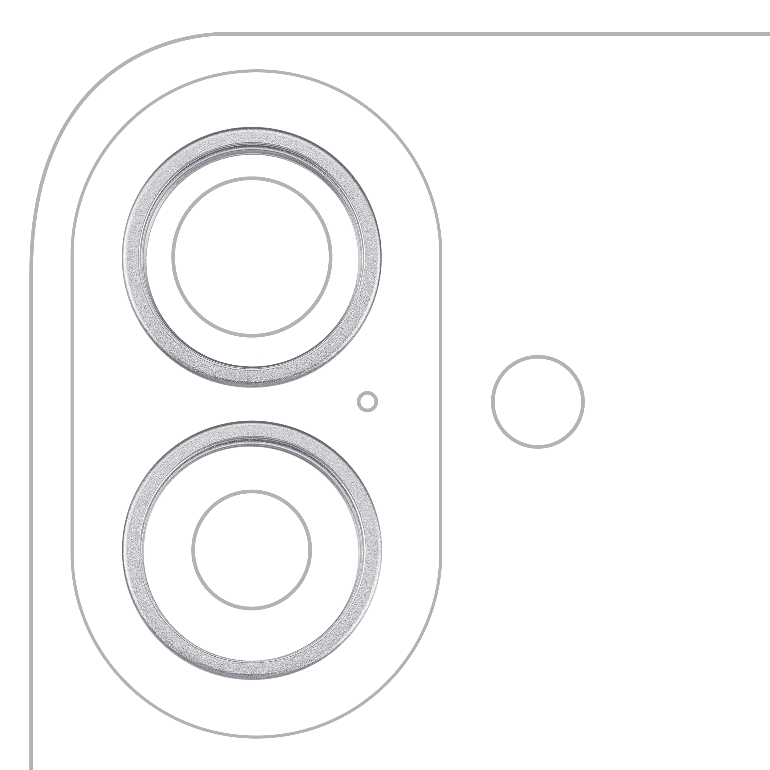Anneau de la caméra arrière (seul) pour iPhone 17 (set de 2 pièces) (Blanc) (lot de 10)