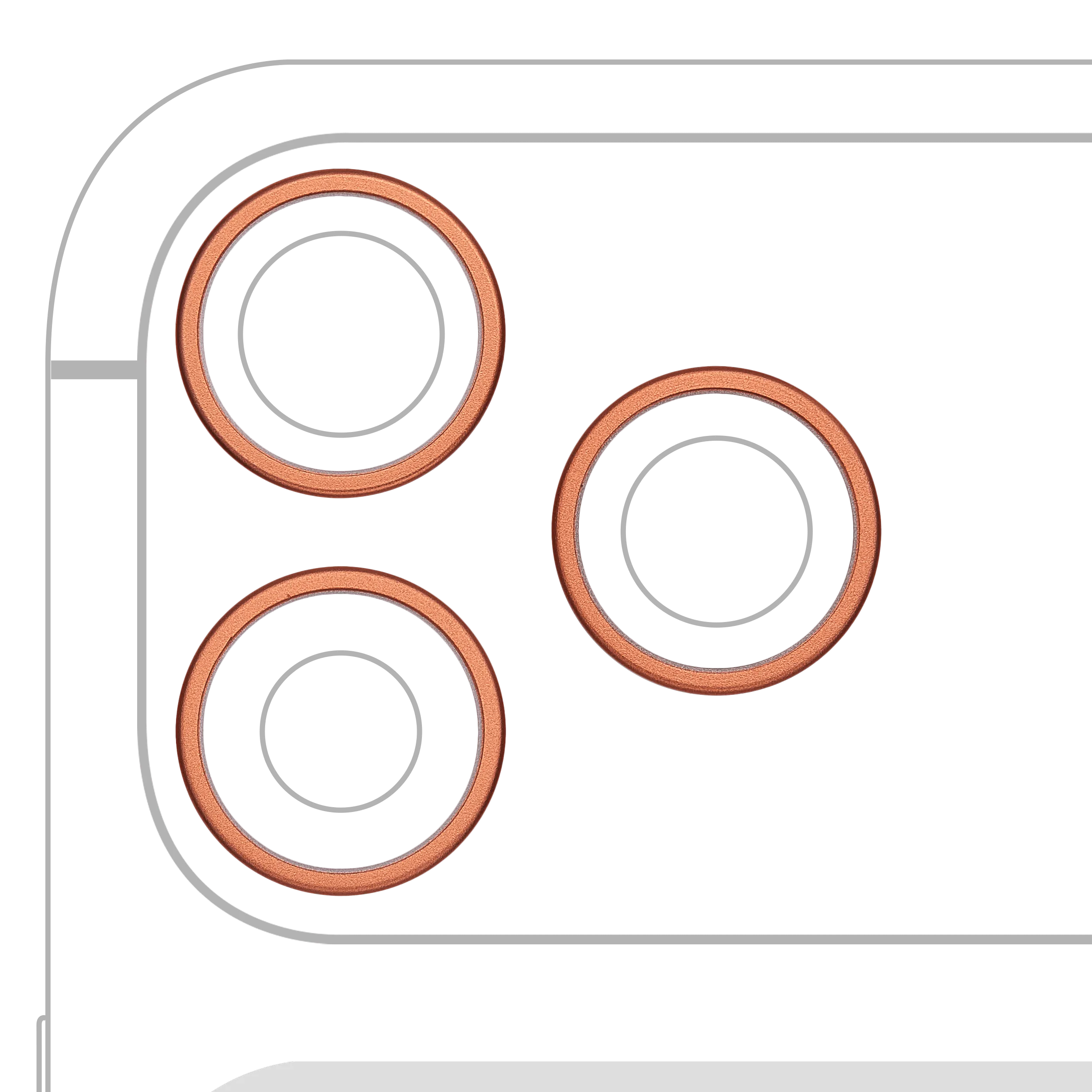 Nur Rückkamera-Zierring für iPhone 17 Pro / 17 Pro Max (3-teiliges Set) (Cosmic Orange) (10er-Pack)