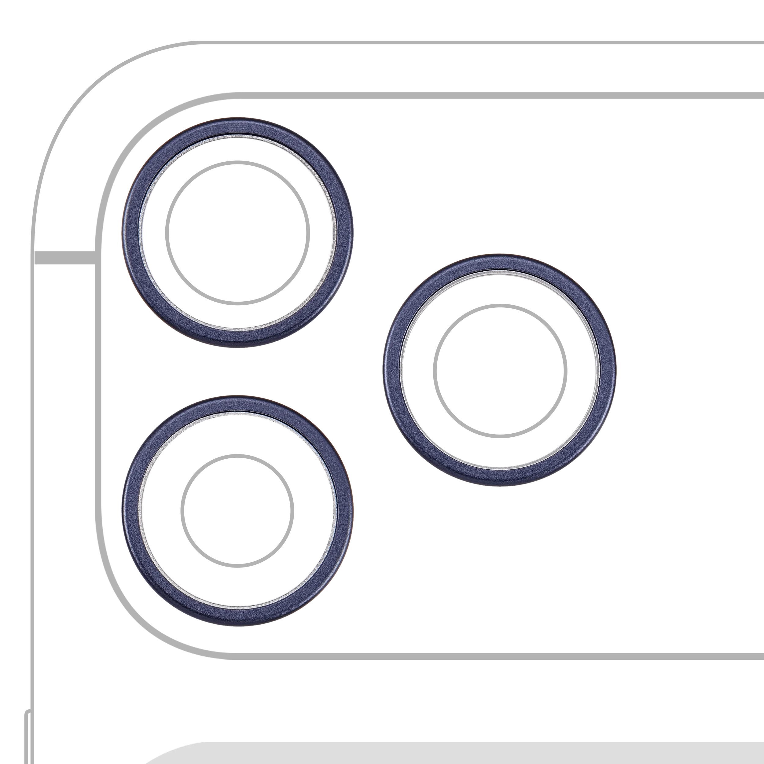 Anneau de la caméra arrière (seul) pour iPhone 17 Pro / 17 Pro Max (set de 3 pièces) (Deep Bleu) (lot de 10)
