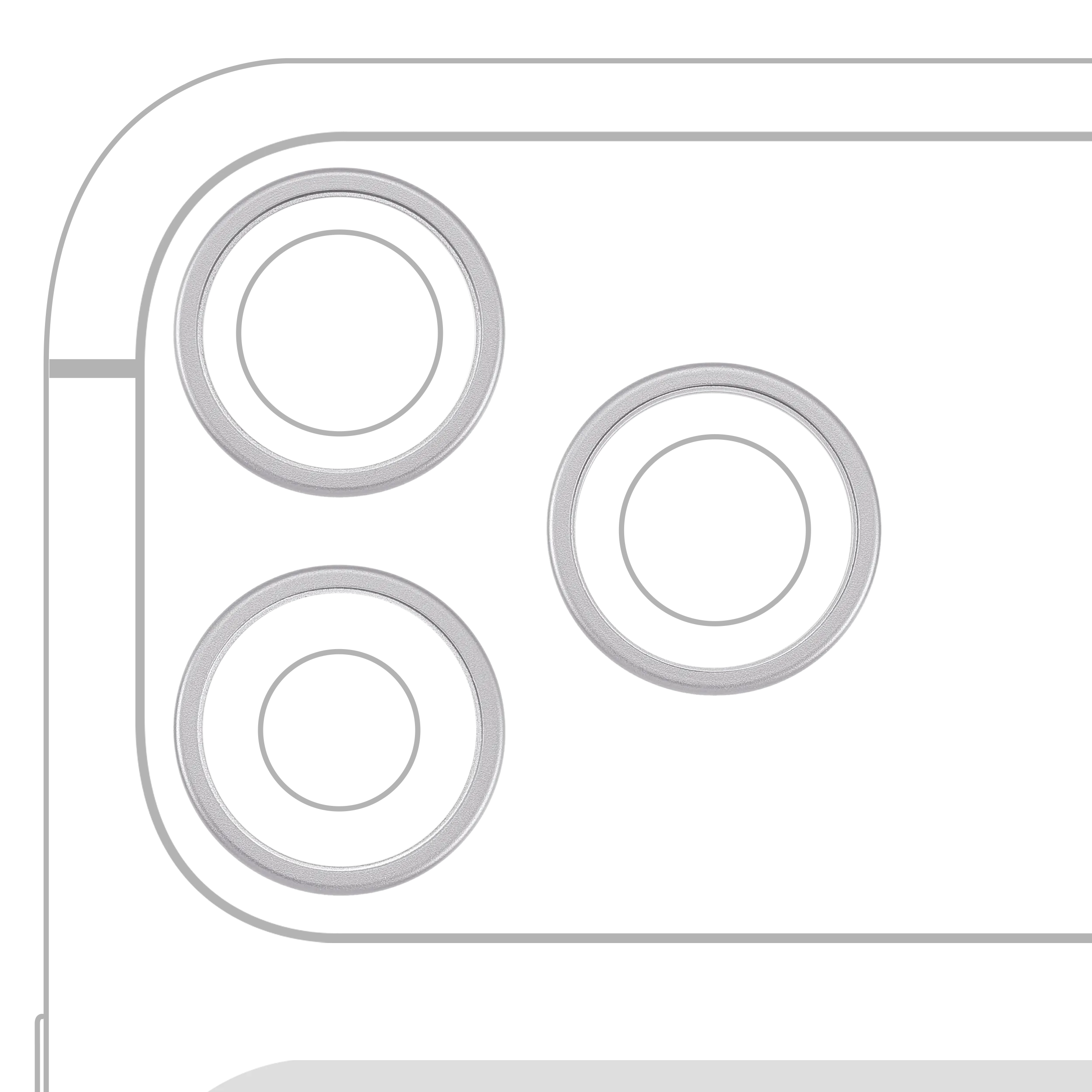 Anneau de la caméra arrière (seul) pour iPhone 17 Pro / 17 Pro Max (set de 3 pièces) (Argent) (lot de 10)