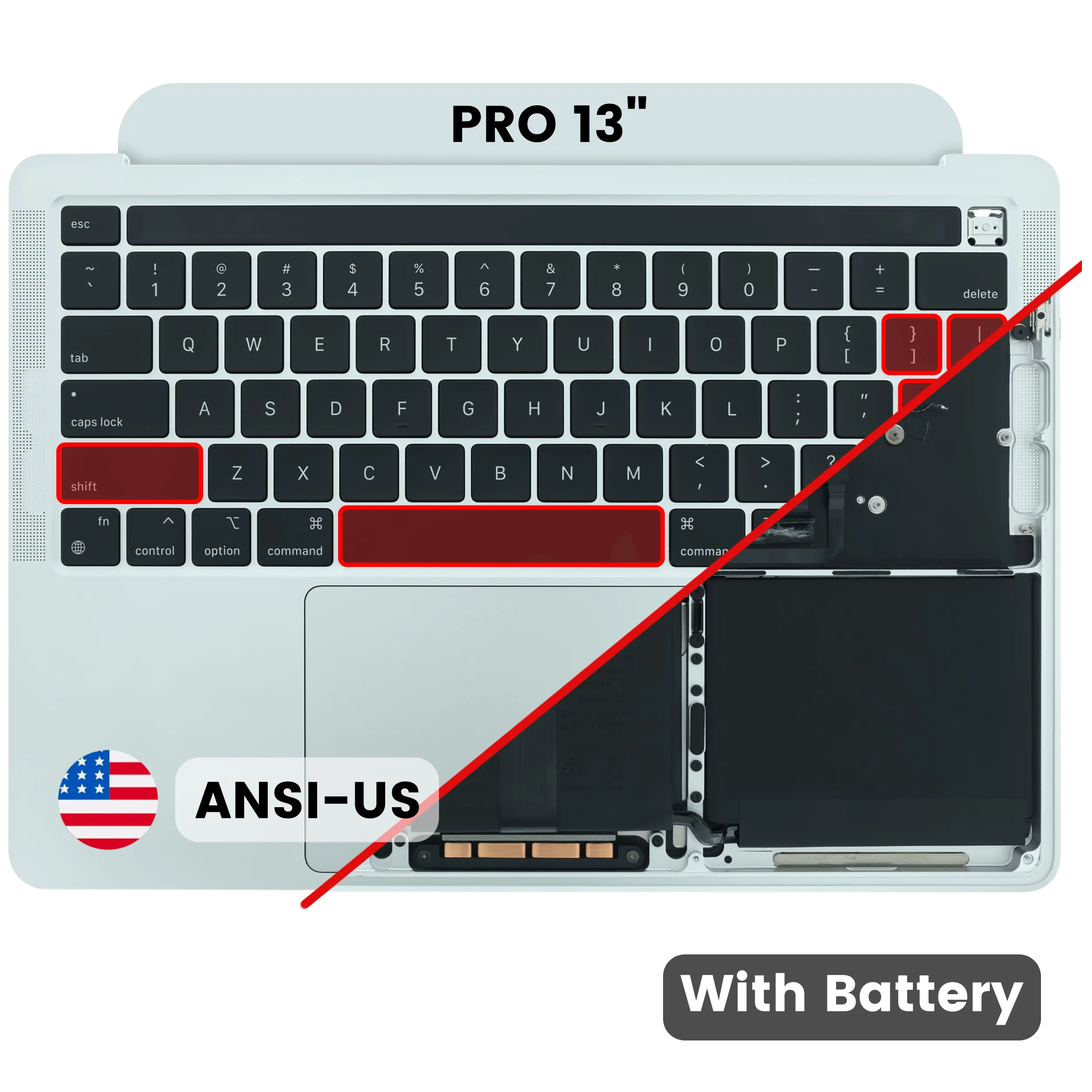 Top case avec batterie et clavier (clavier ANSI US) pour MacBook Pro 13" A2338 (2020) (M2)