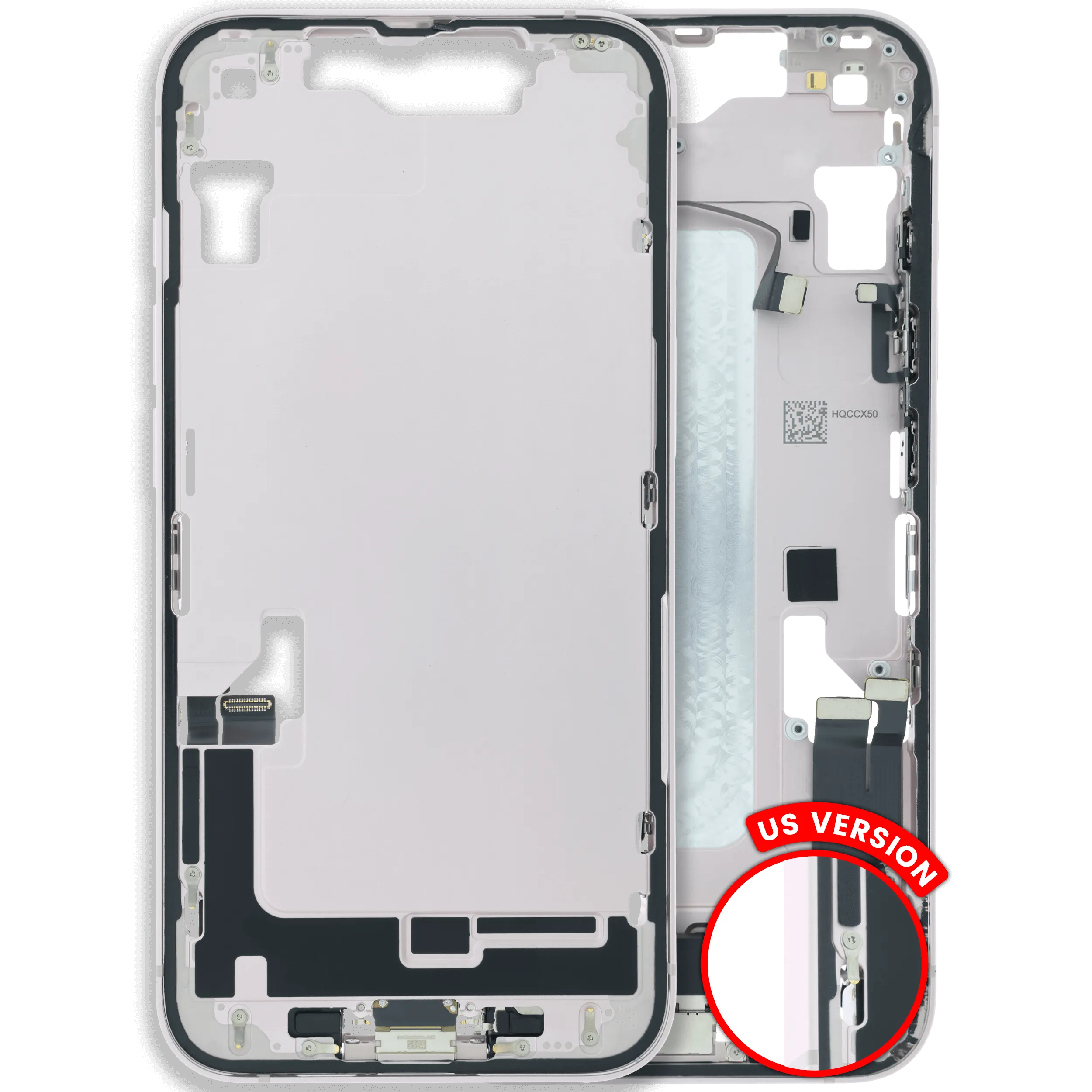 Mittelrahmen mit Ladebuchse-Flexkabel und Kleinteile für iPhone 17e (US-Version) (Original gebraucht · Zustand A)
