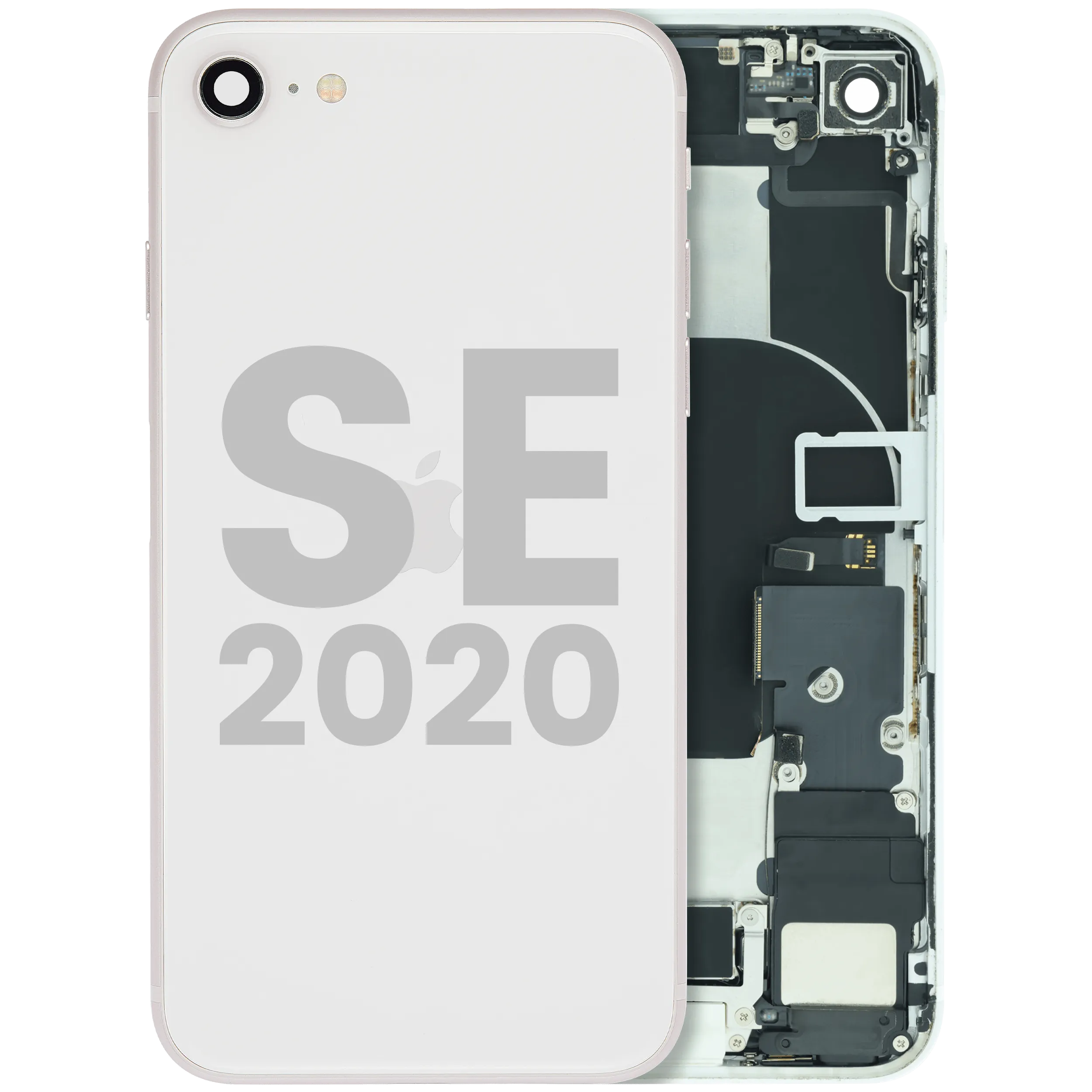 Rückgehäuse mit Ladebuchsen-Flexkabel und vormontierten Kleinteilen für iPhone SE (2020) (Original gebraucht · Zustand B)