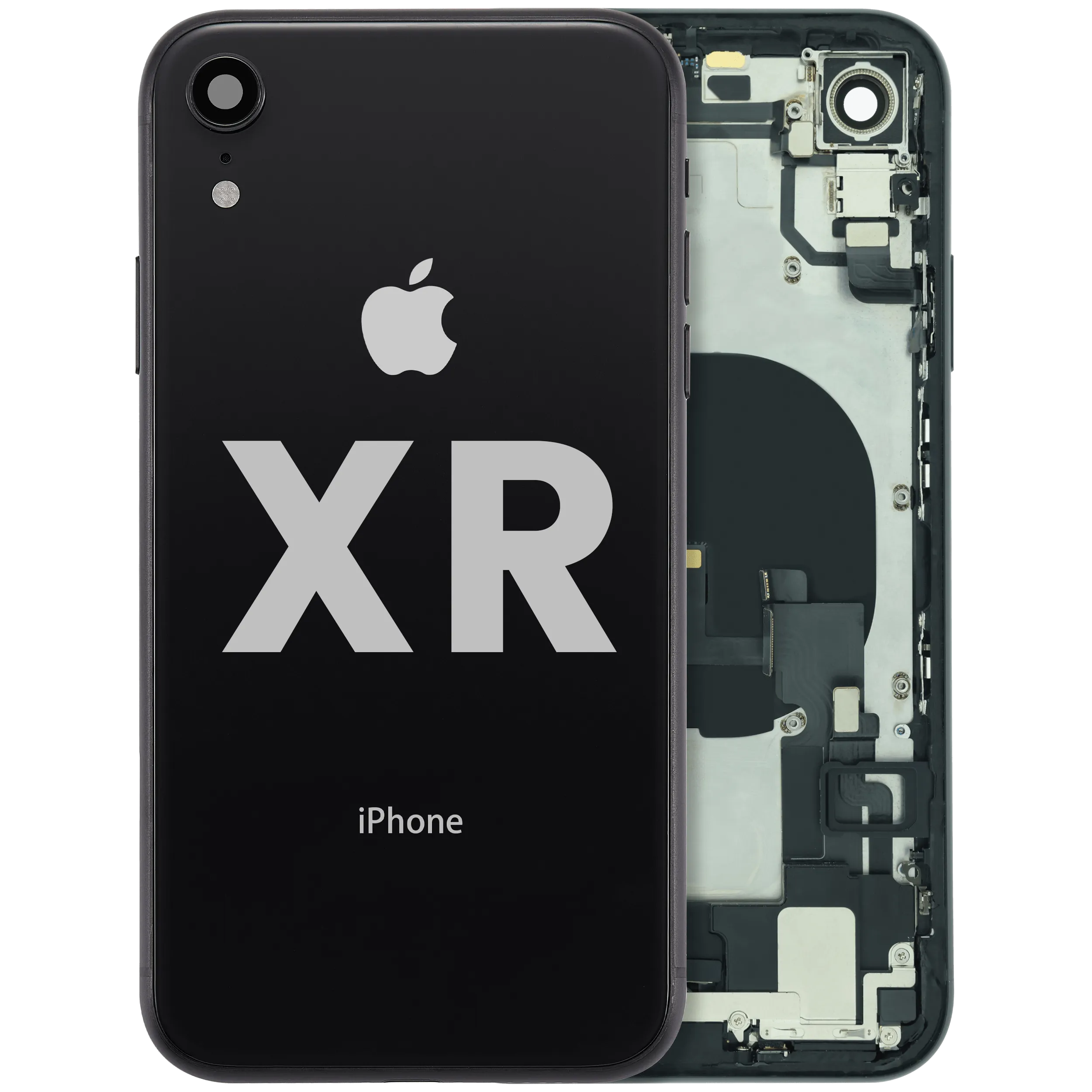 Rückgehäuse mit Ladebuchsen-Flexkabel und vormontierten Kleinteilen für iPhone XR (Original gebraucht · Zustand C)