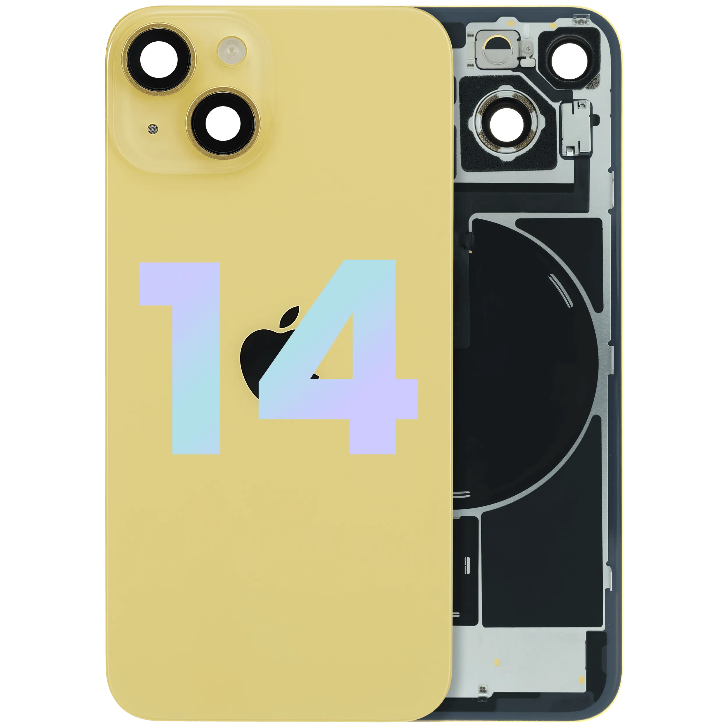 Rückseitenglas mit Stahlplatte mit MagSafe Magnet vormontiert für iPhone 14 (Original Service Pack)