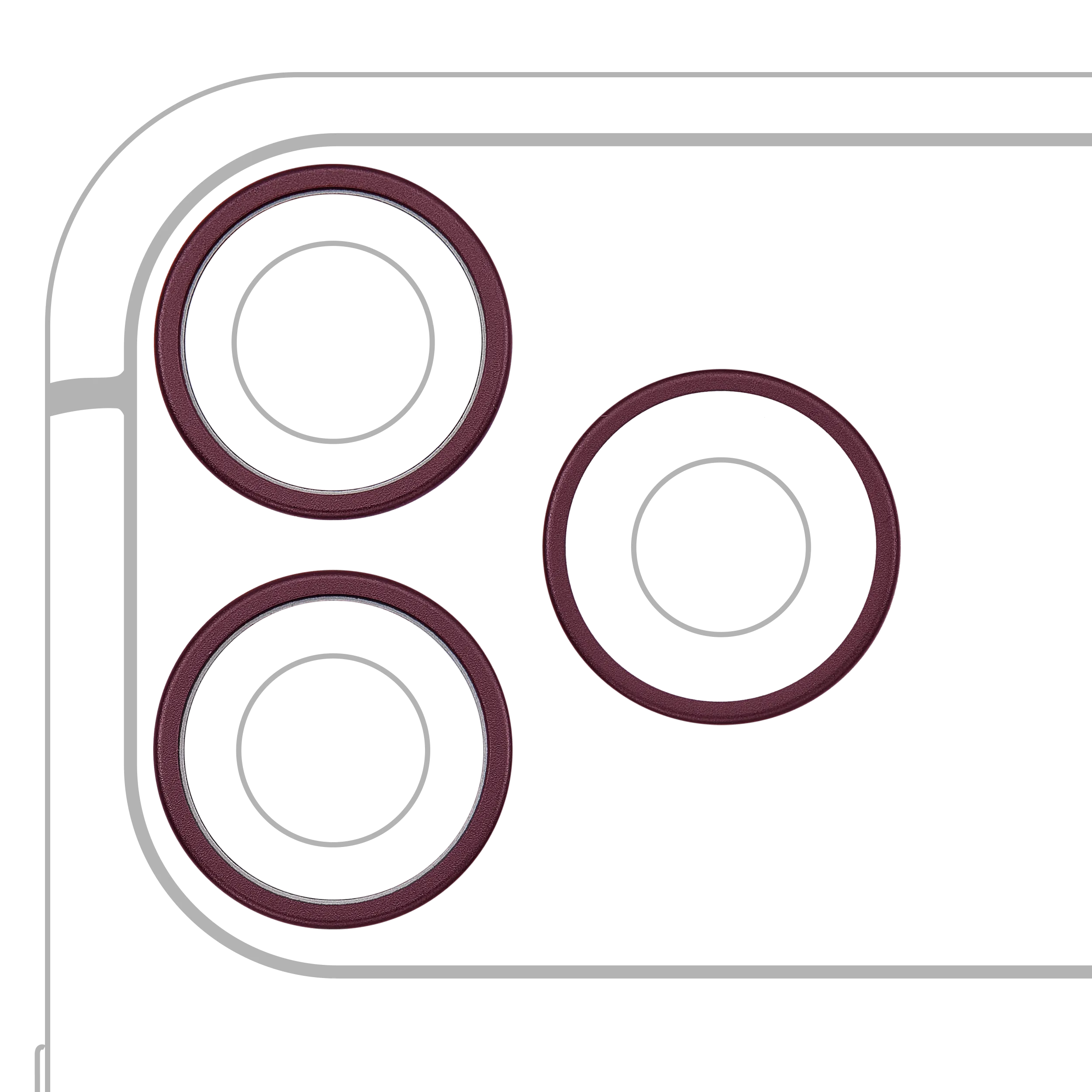 Aro embellecedor de la cámara trasera (solo) para iPhone 18 Pro / 18 Pro Max (Burgundy) (juego de 3)