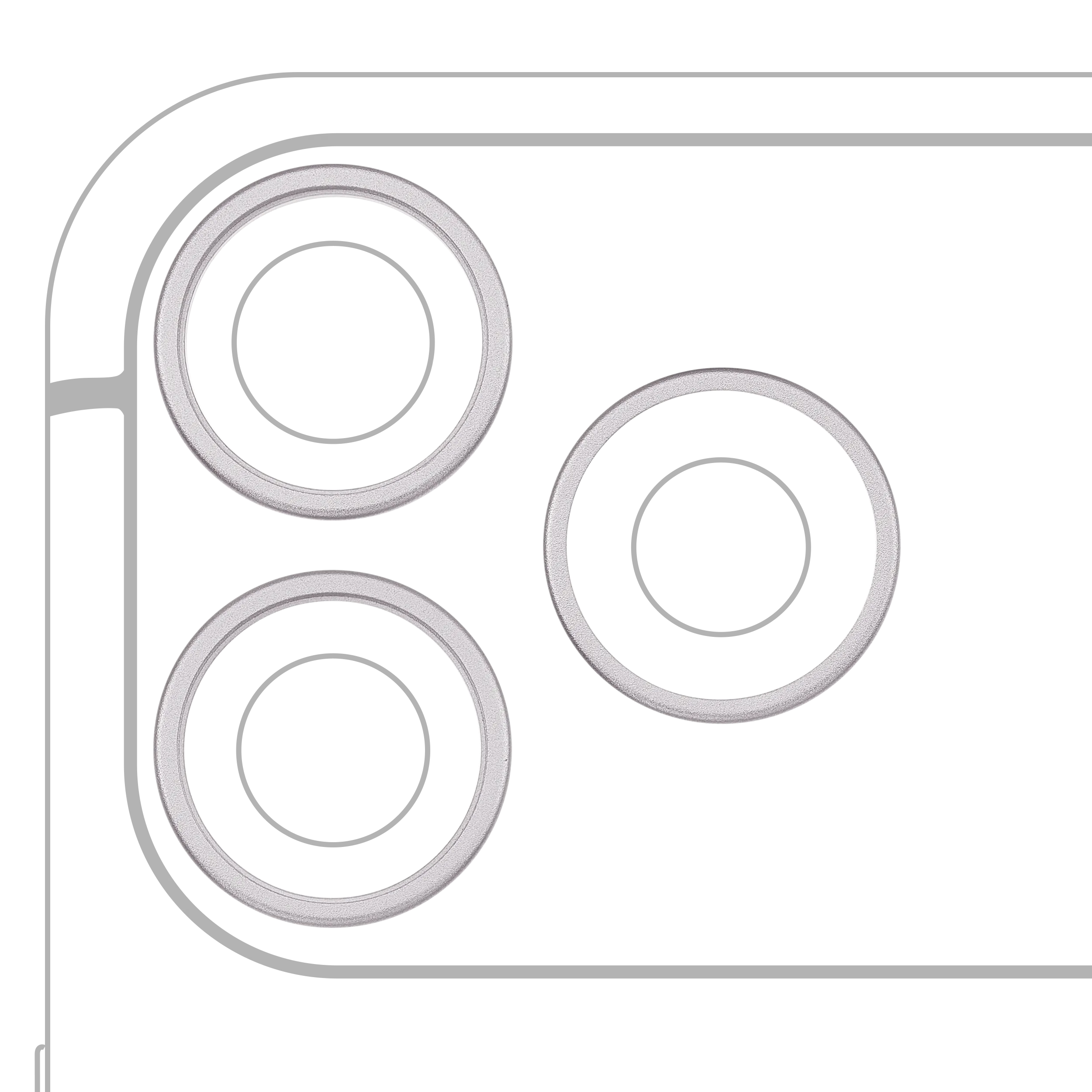 Aro embellecedor de la cámara trasera (solo) para iPhone 18 Pro / 18 Pro Max (Plata) (juego de 3)