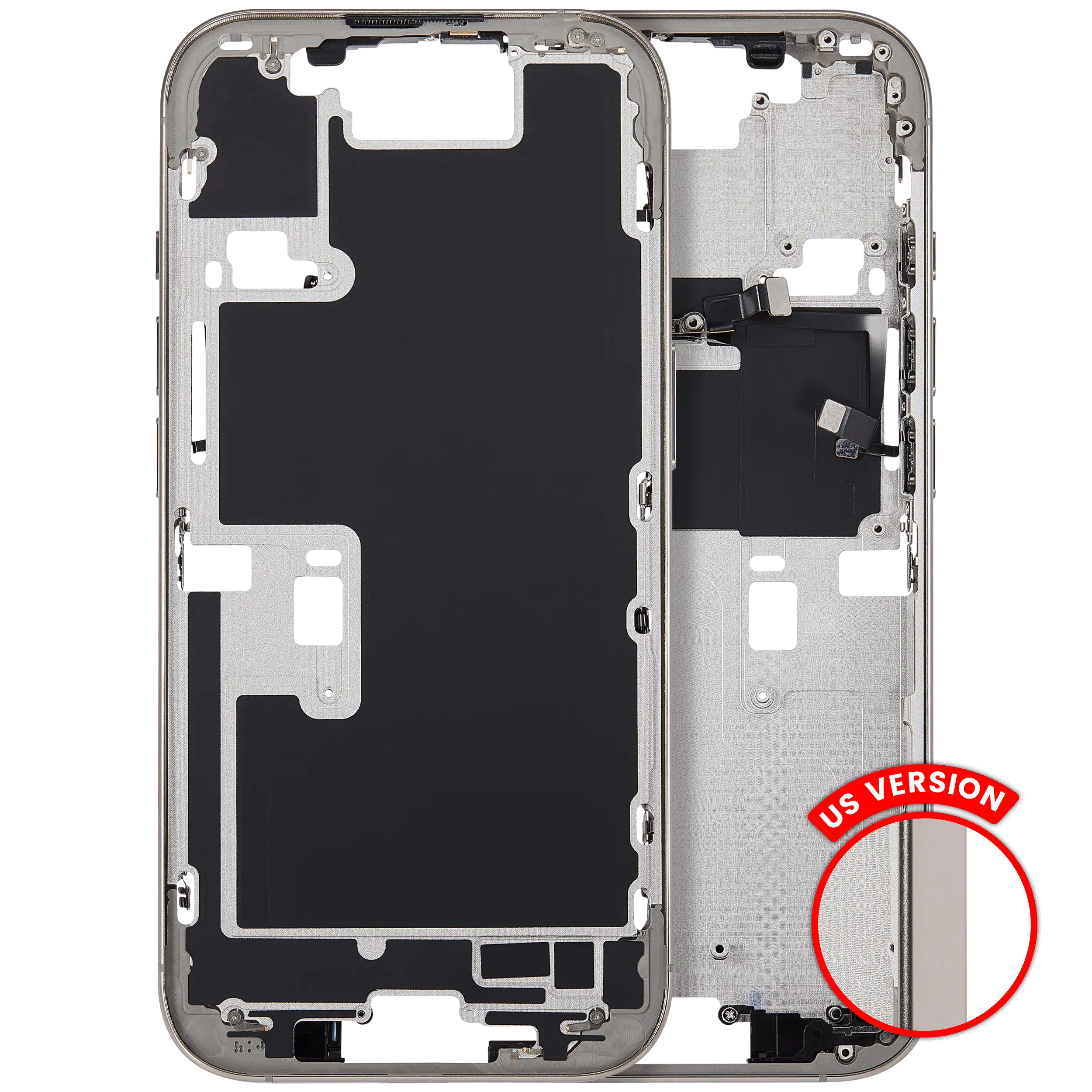 Châssis central avec boutons power et volume pour iPhone 16 Pro (version US) (Compatible Plus)