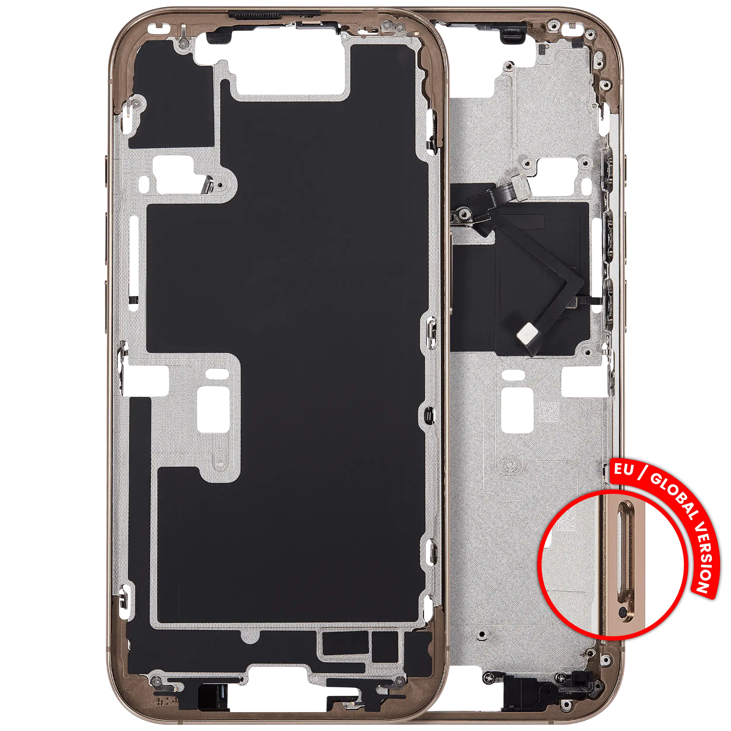 Châssis central avec boutons power et volume pour iPhone 16 Pro (version UE / globale) (Compatible Plus)