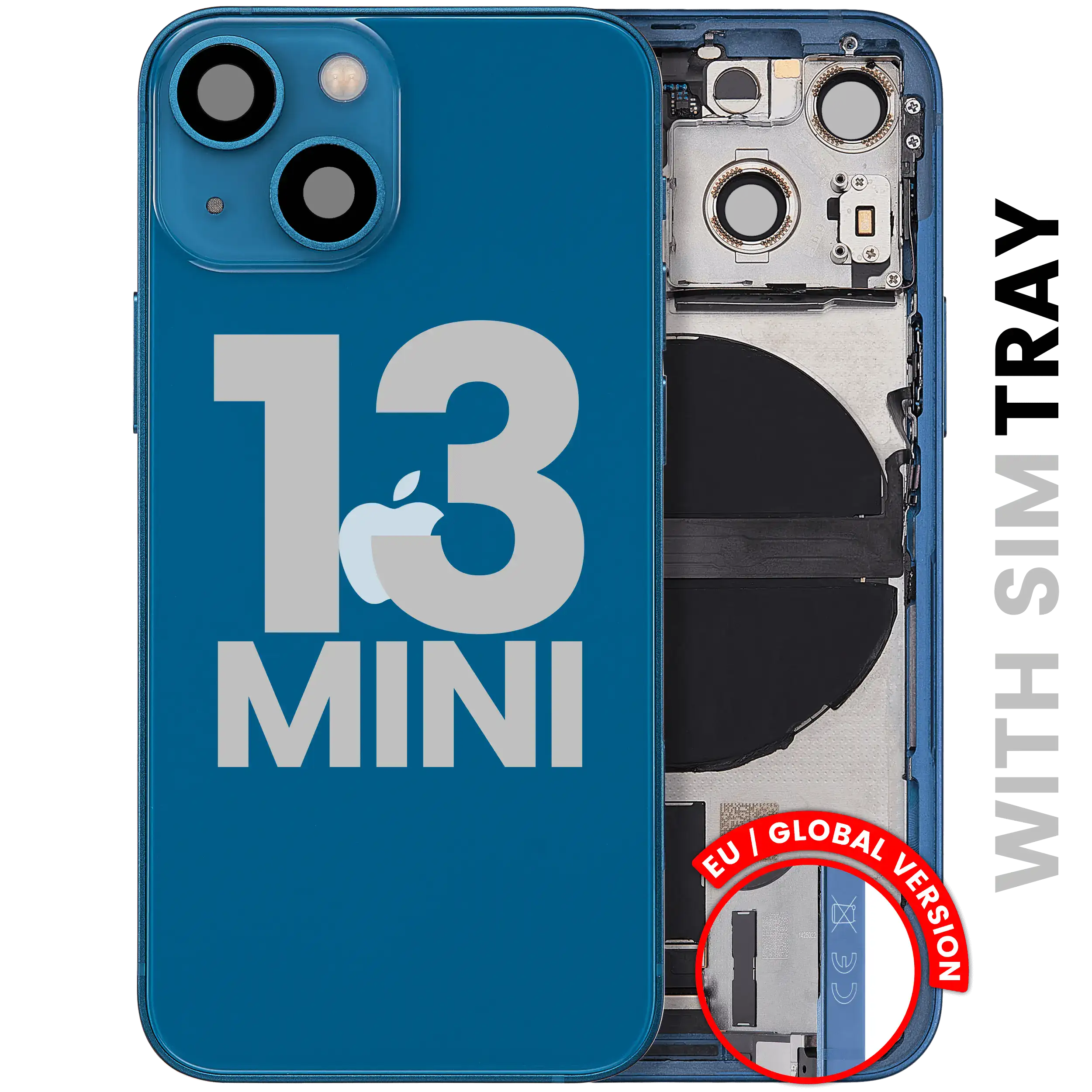 Back Housing W/ Charging Port Flex & Small Parts For iPhone 13 Mini (EU / Global Version) (Used OEM Pull: Grade A)