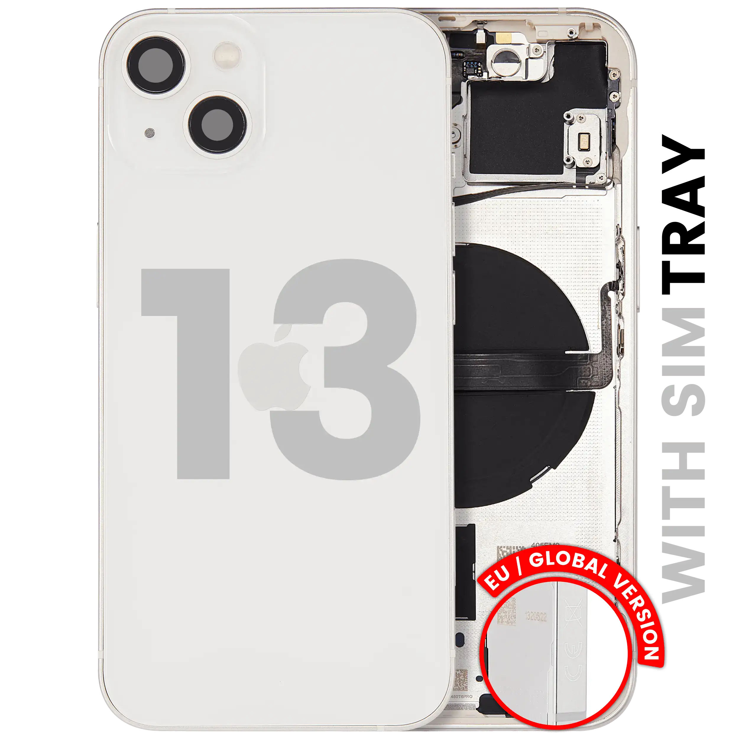 Back Housing W/ Small Parts For iPhone 13 (EU / Global Version) (Used OEM Pull: Grade A)