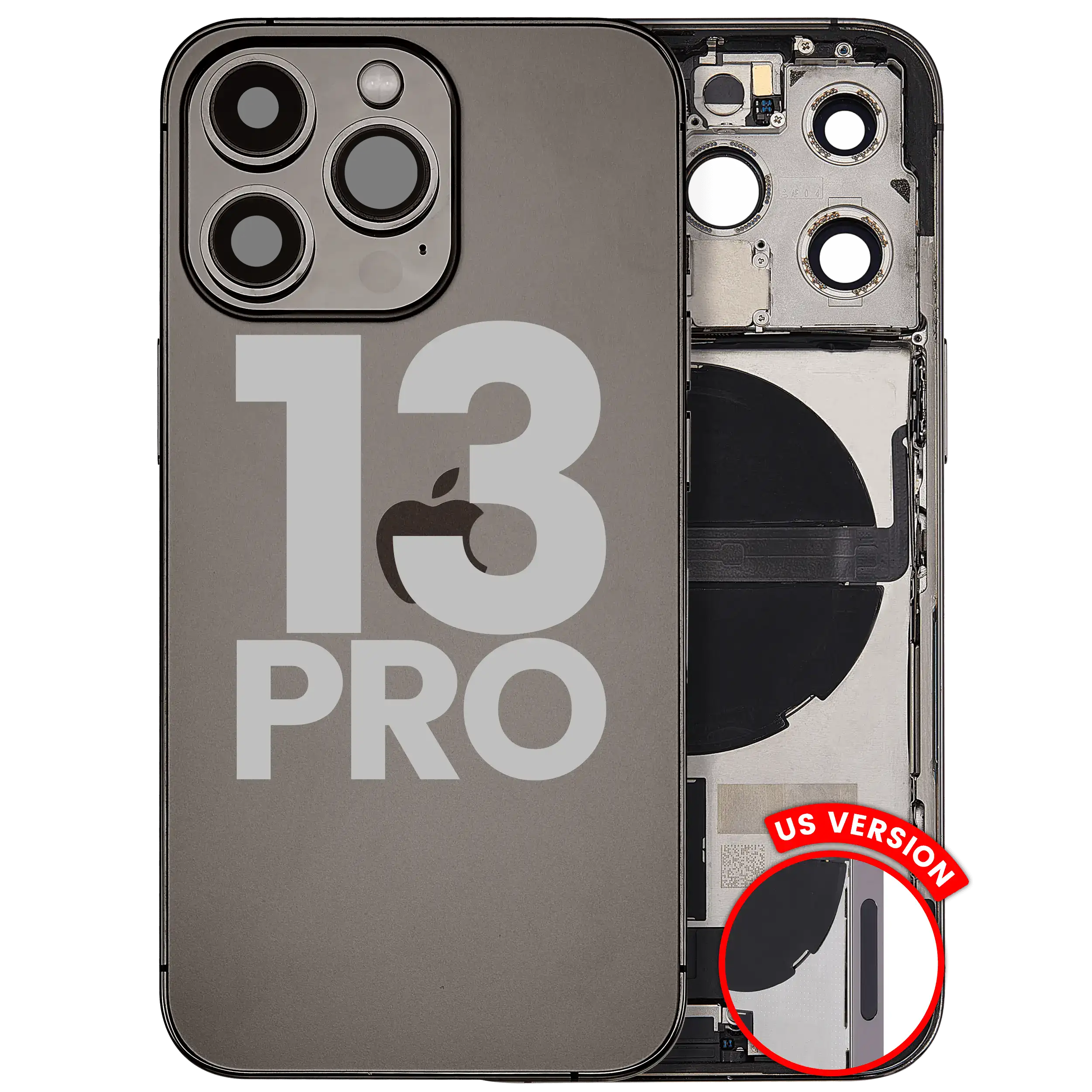 Rückgehäuse mit Ladebuchsen-Flexkabel und Kleinteilen für iPhone 13 Pro (US-Version) (Original gebraucht · Zustand A)