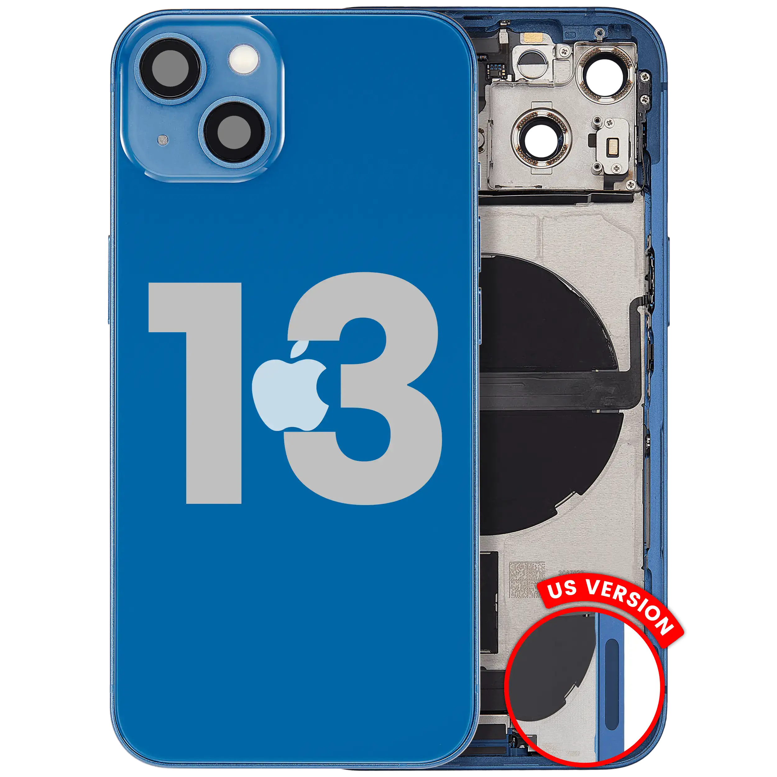 Obudowa tylna z taśmą flex gniazda ładowania i drobnymi częściami do iPhone 13 (wersja USA) (Oryginał używany · klasa A)