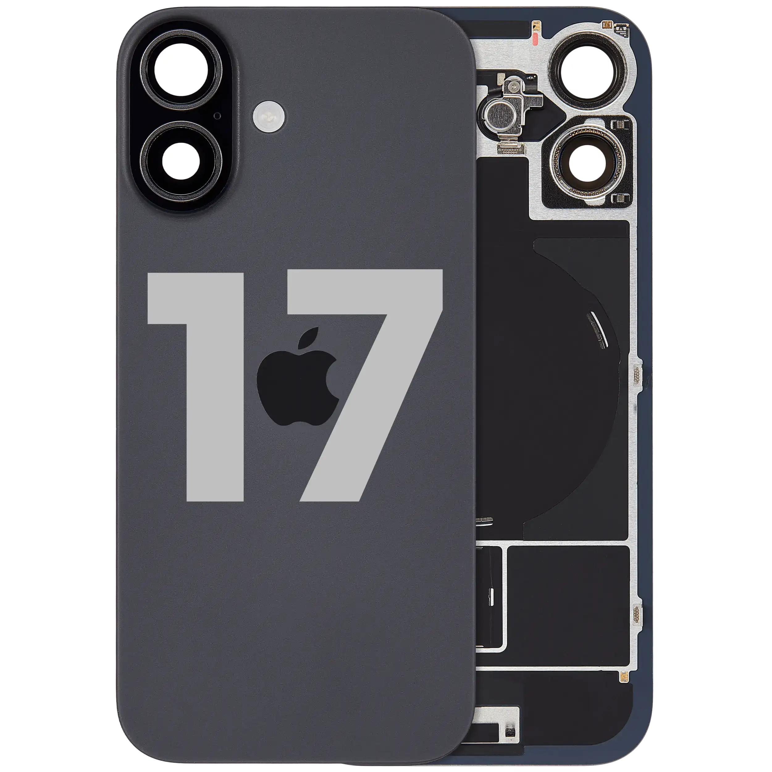 Rückseitenglas mit MagSafe Magnet, NFC und Blitz-Flexkabel für iPhone 17 (Original gebraucht · Zustand A)