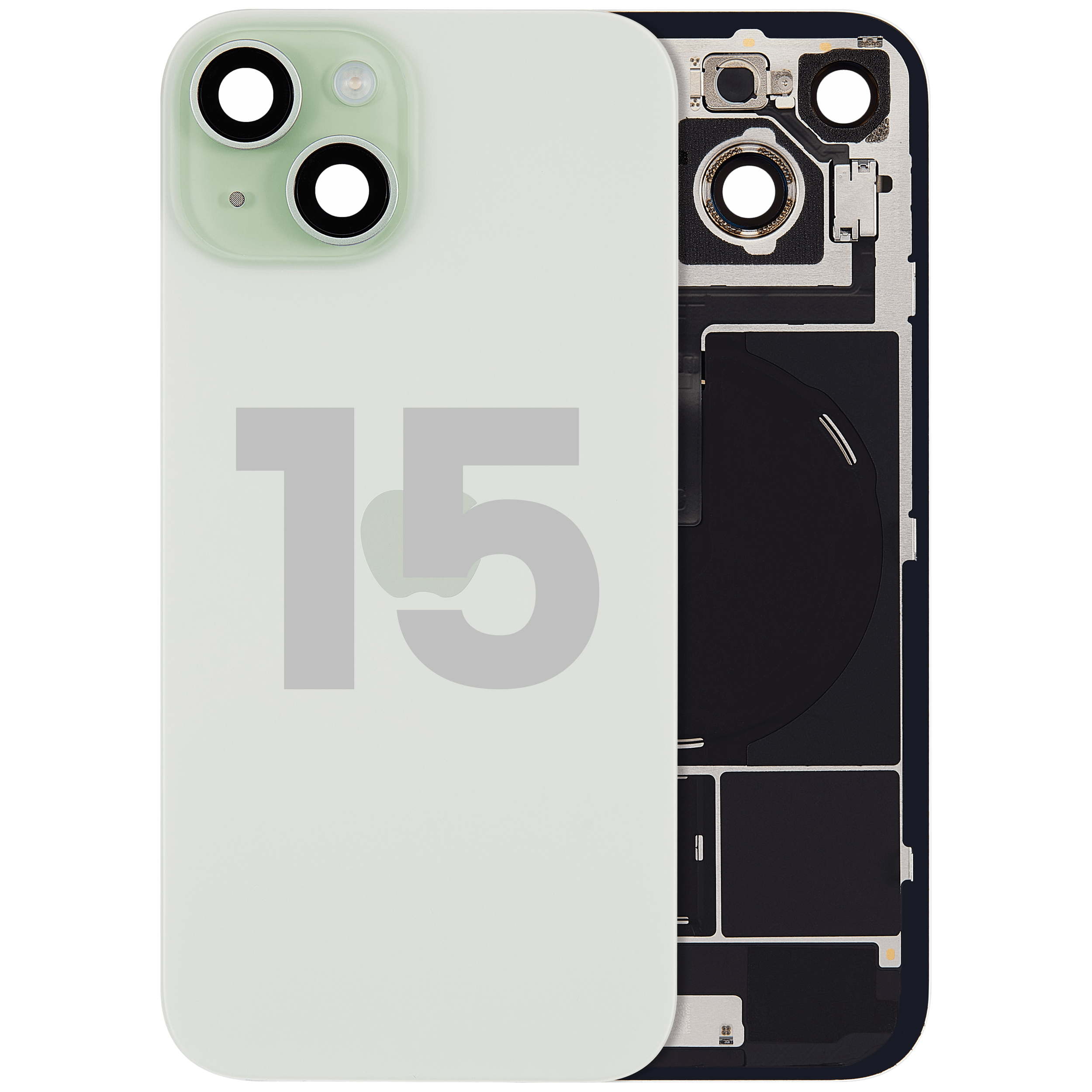 Back Glass w/ MagSafe Magnet & NFC & Flashlight Flex For iPhone 15 (Used OEM Pull: Grade C)