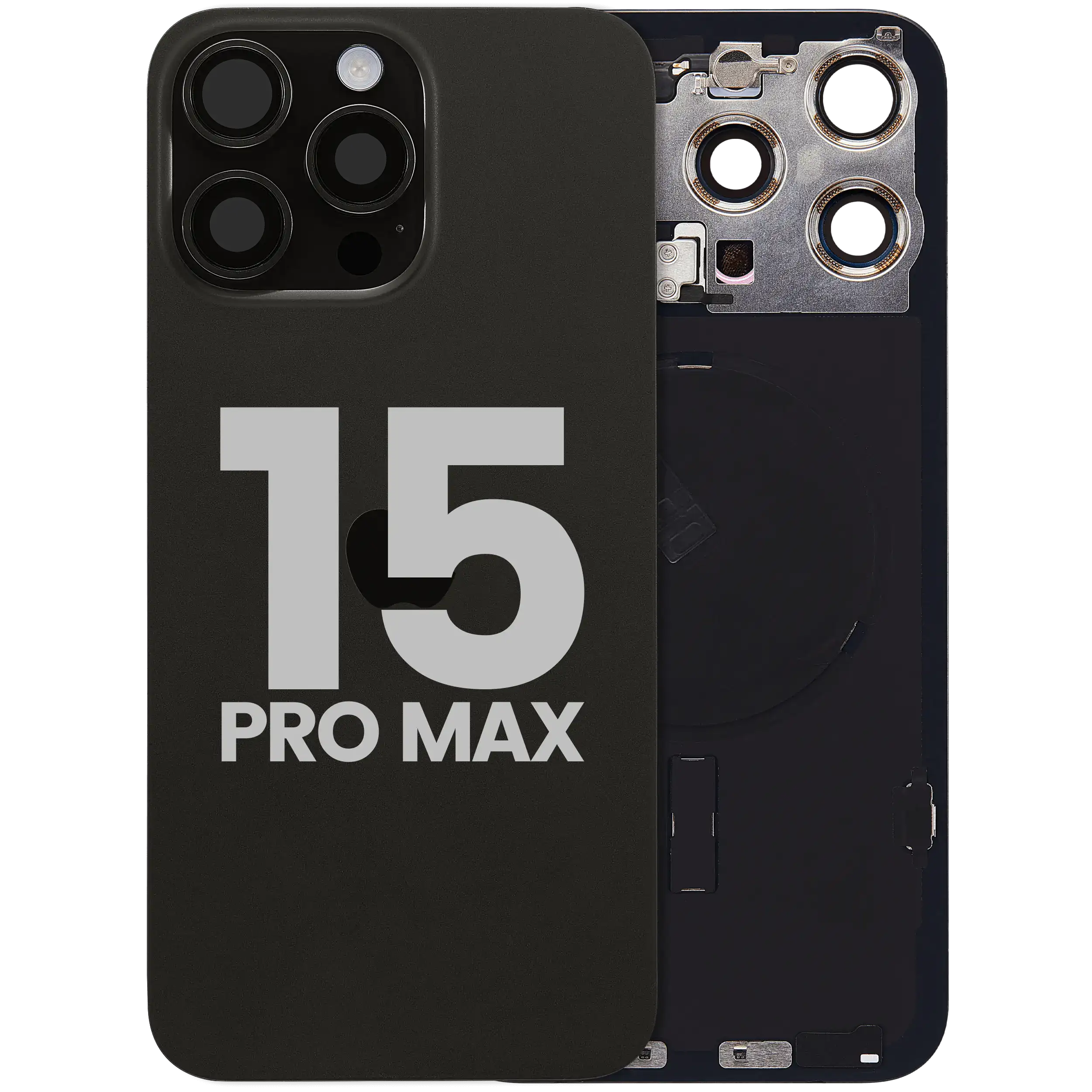 Rückseitenglas mit MagSafe-Magnet, NFC und Blitz-Flexkabel für iPhone 15 Pro Max (Original gebraucht · Zustand A)