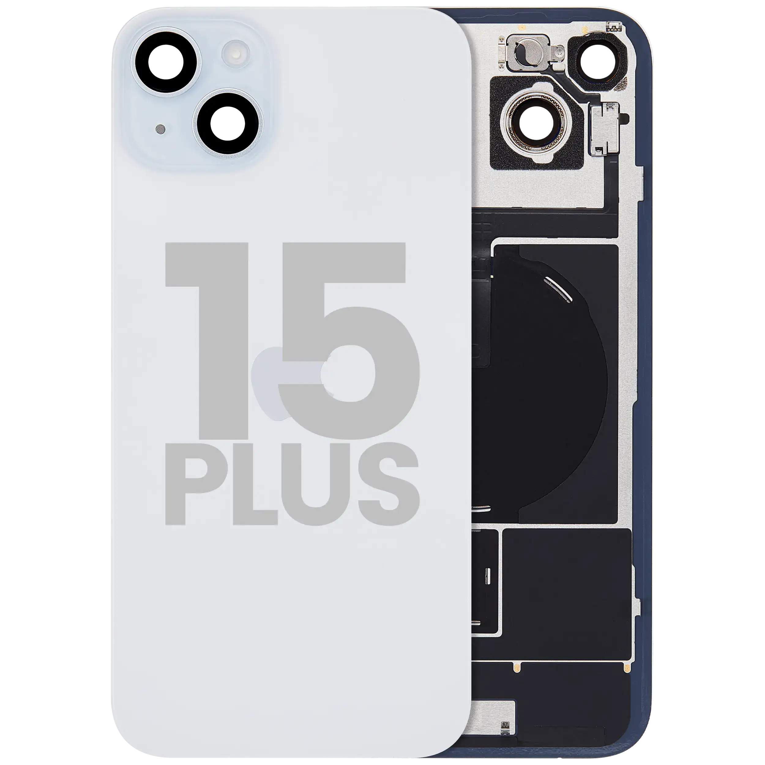 Vitre arrière avec aimant MagSafe, NFC et nappe du flash pour iPhone 15 Plus (Original d'occasion · grade C)