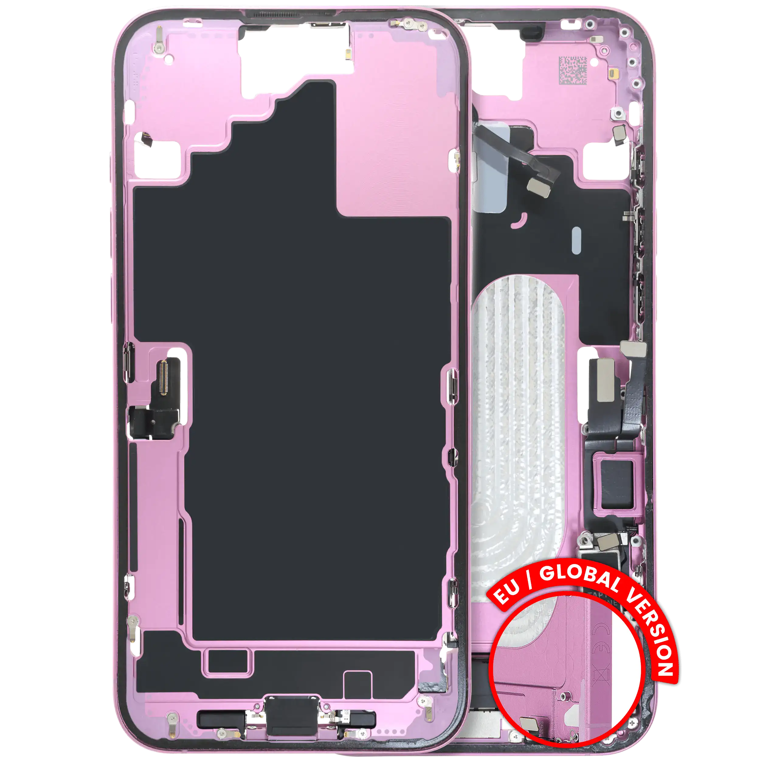 Telaio centrale con flex del connettore di ricarica e piccole parti per iPhone 16 Plus (Versione UE / globale) (Originale usato · grado C)
